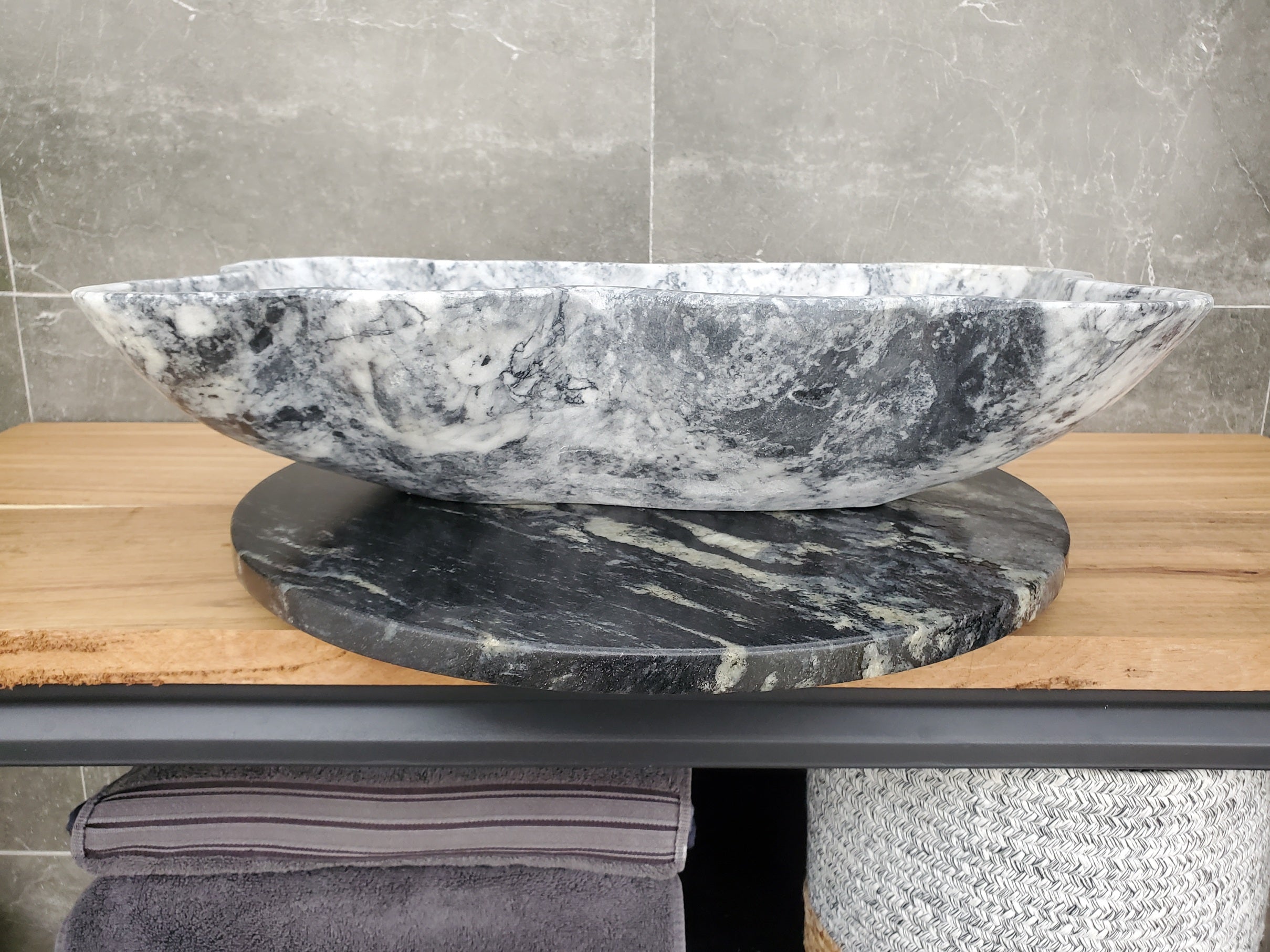 S32_06 Marble Vessel Bathroom Sink - 23 x 13  inch