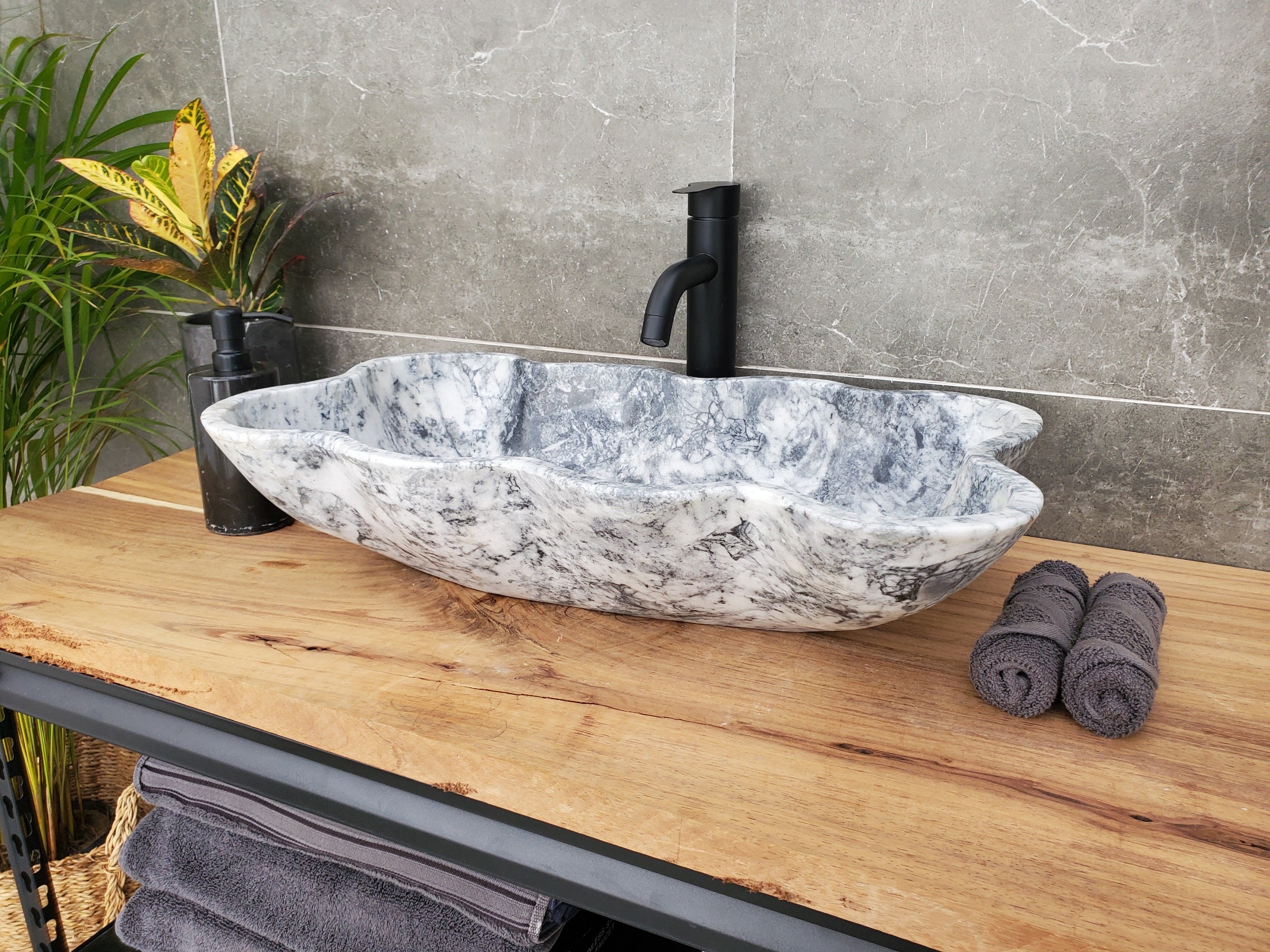 S32_06 Marble Vessel Bathroom Sink - 23 x 13  inch