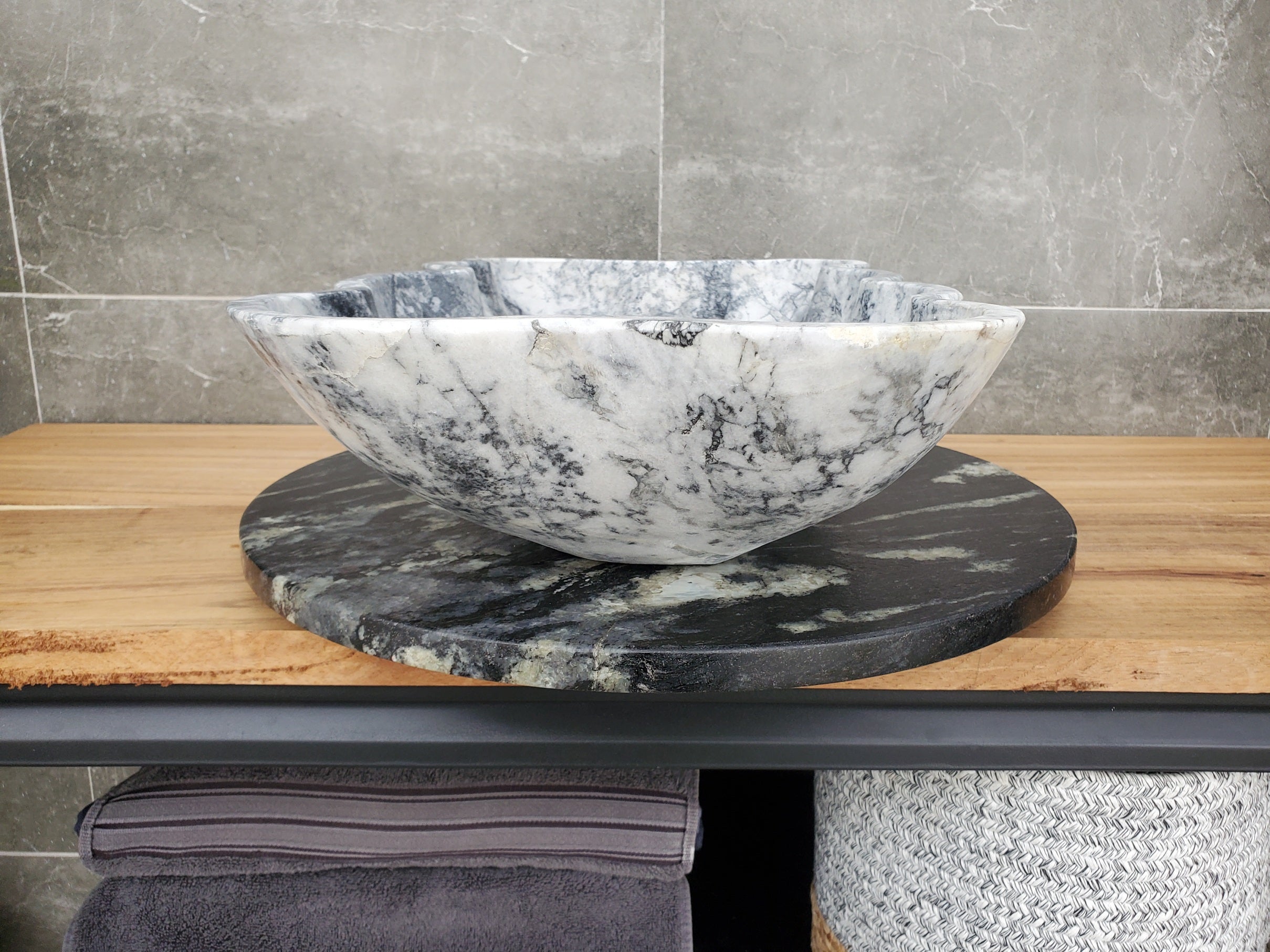 S32_06 Marble Vessel Bathroom Sink - 23 x 13  inch
