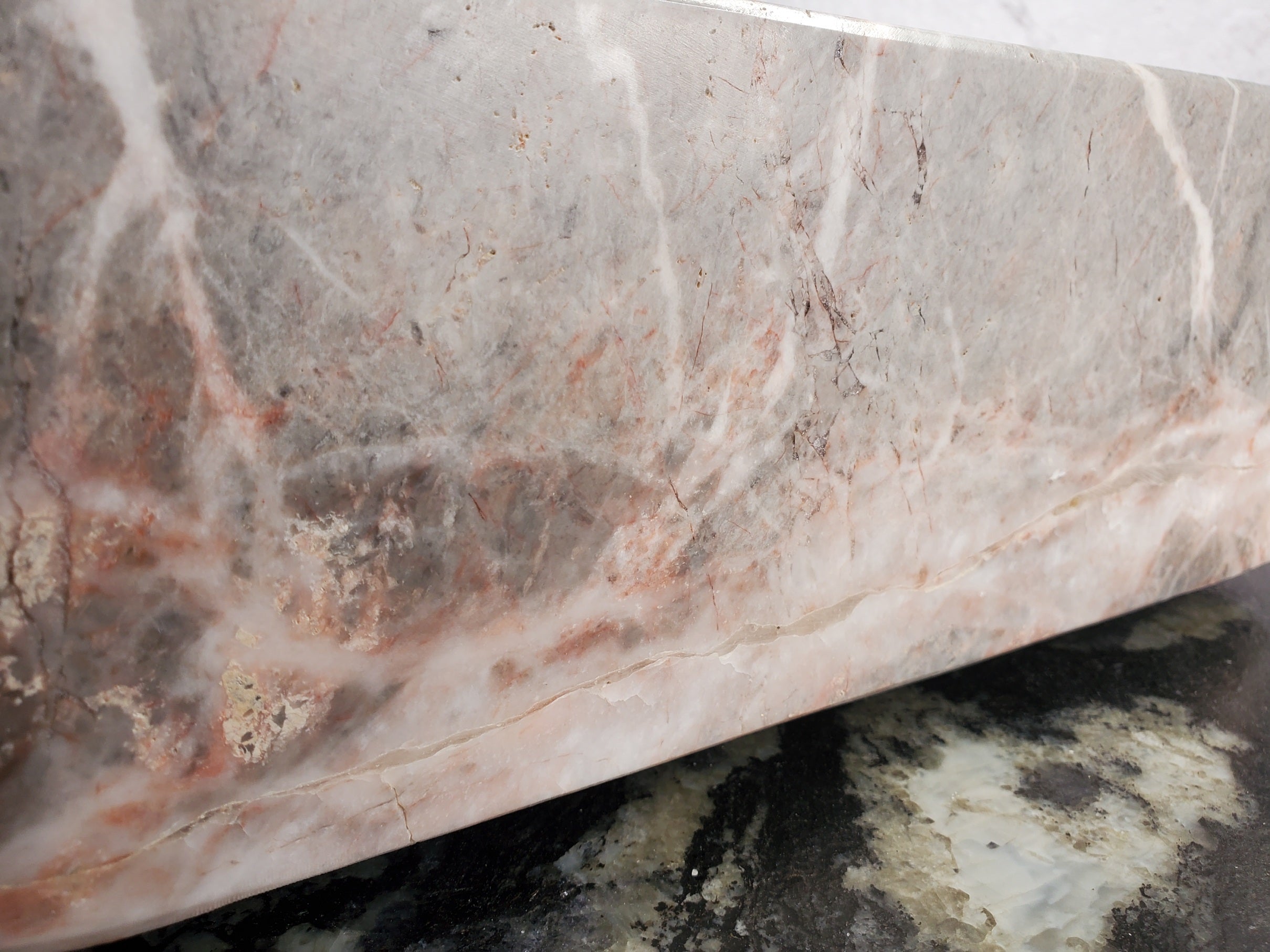 S36_02 Gray Marble Vessel Sink – Rectangular Natural Stone Countertop Sink, 16x12 Inch Bathroom Sinks Featured Marble Sinks Sinks