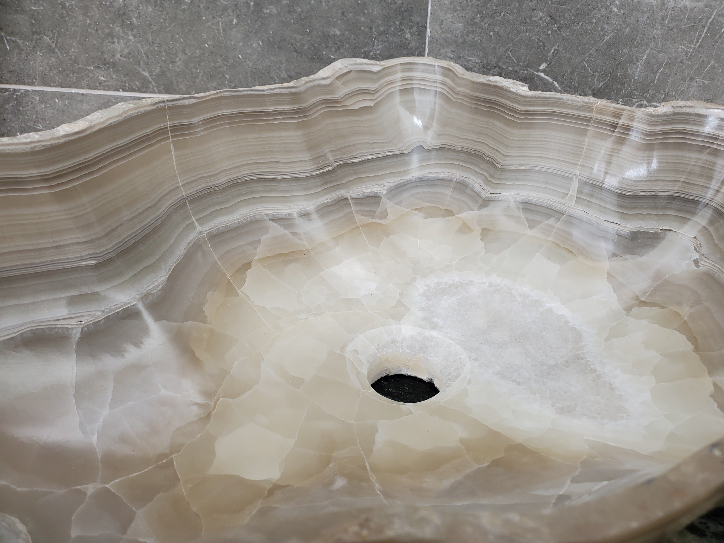 S32_09 Onyx Stone Vessel Bathroom Sink - 19.5 x 16 inch