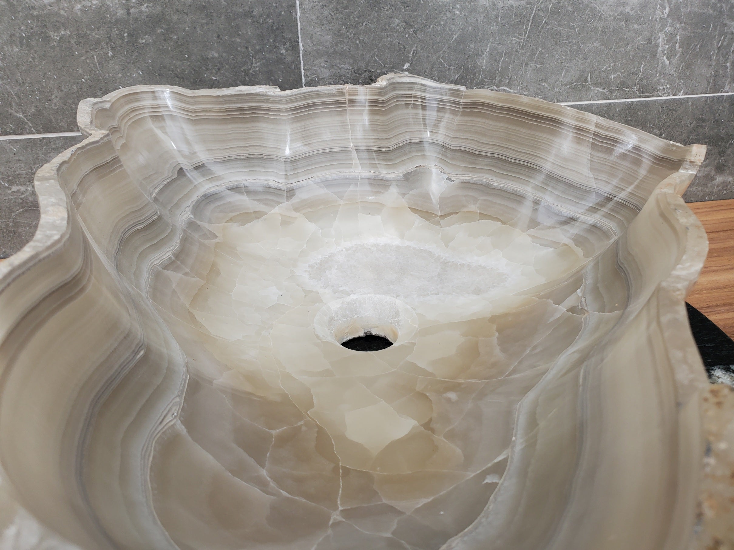 S32_09 Onyx Stone Vessel Bathroom Sink