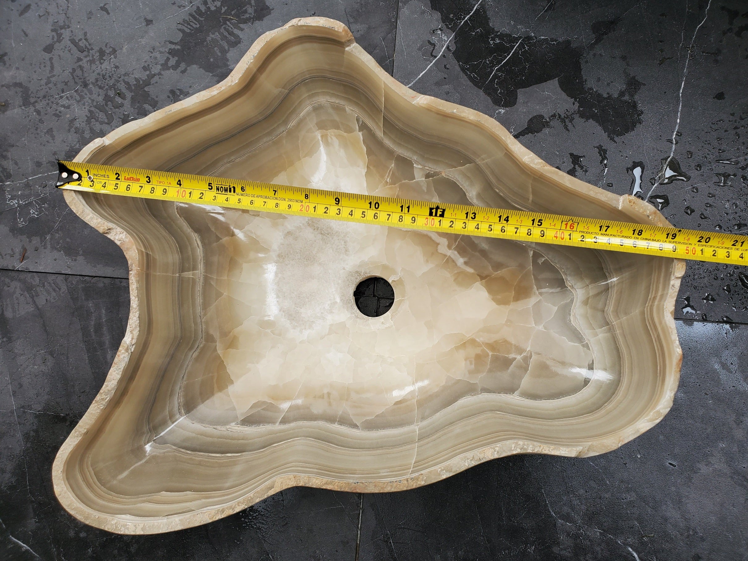 S32_09 Onyx Stone Vessel Bathroom Sink - 19.5 x 16 inch