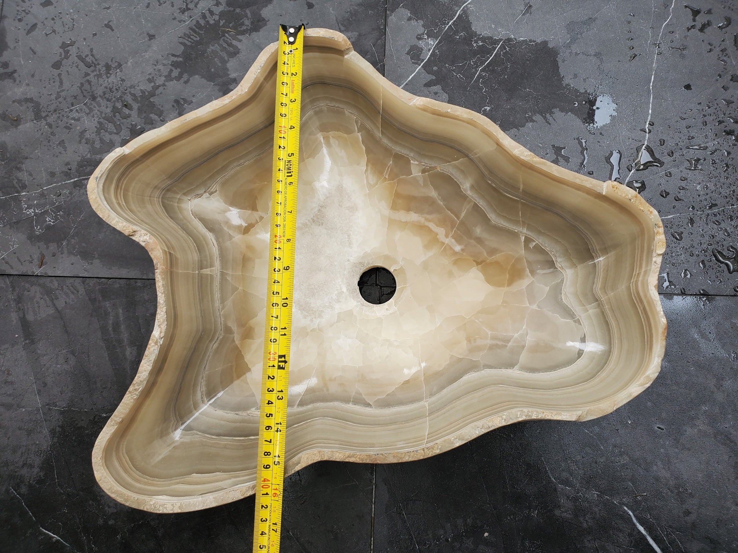 S32_09 Onyx Stone Vessel Bathroom Sink - 19.5 x 16 inch