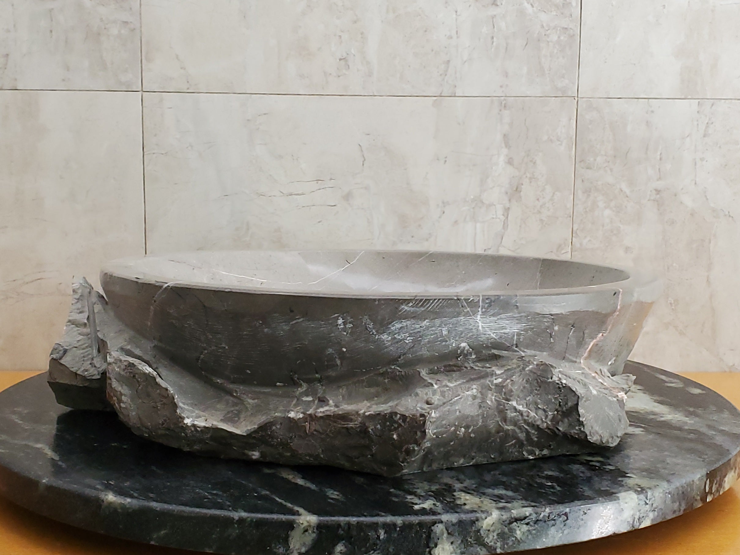 S23_27 Bardigio Marble Stone Vessel Sink - 15 x 15 inch