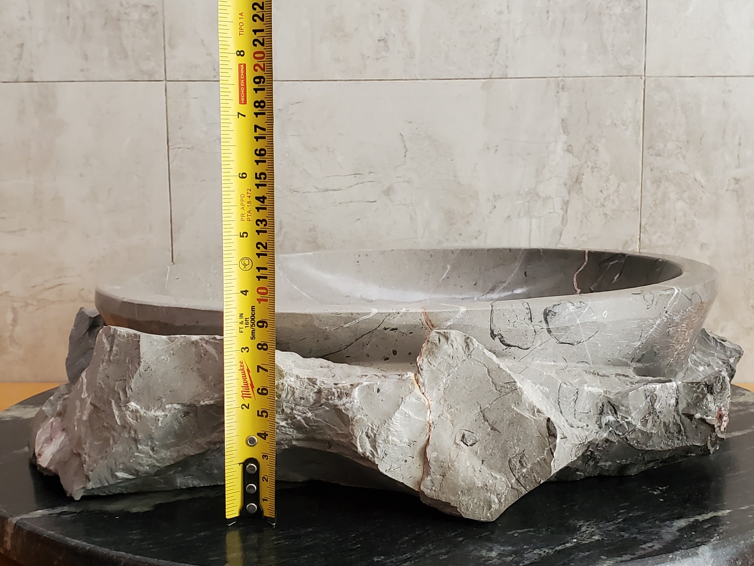 S23_27 Bardigio Marble Stone Vessel Sink - 15 x 15 inch