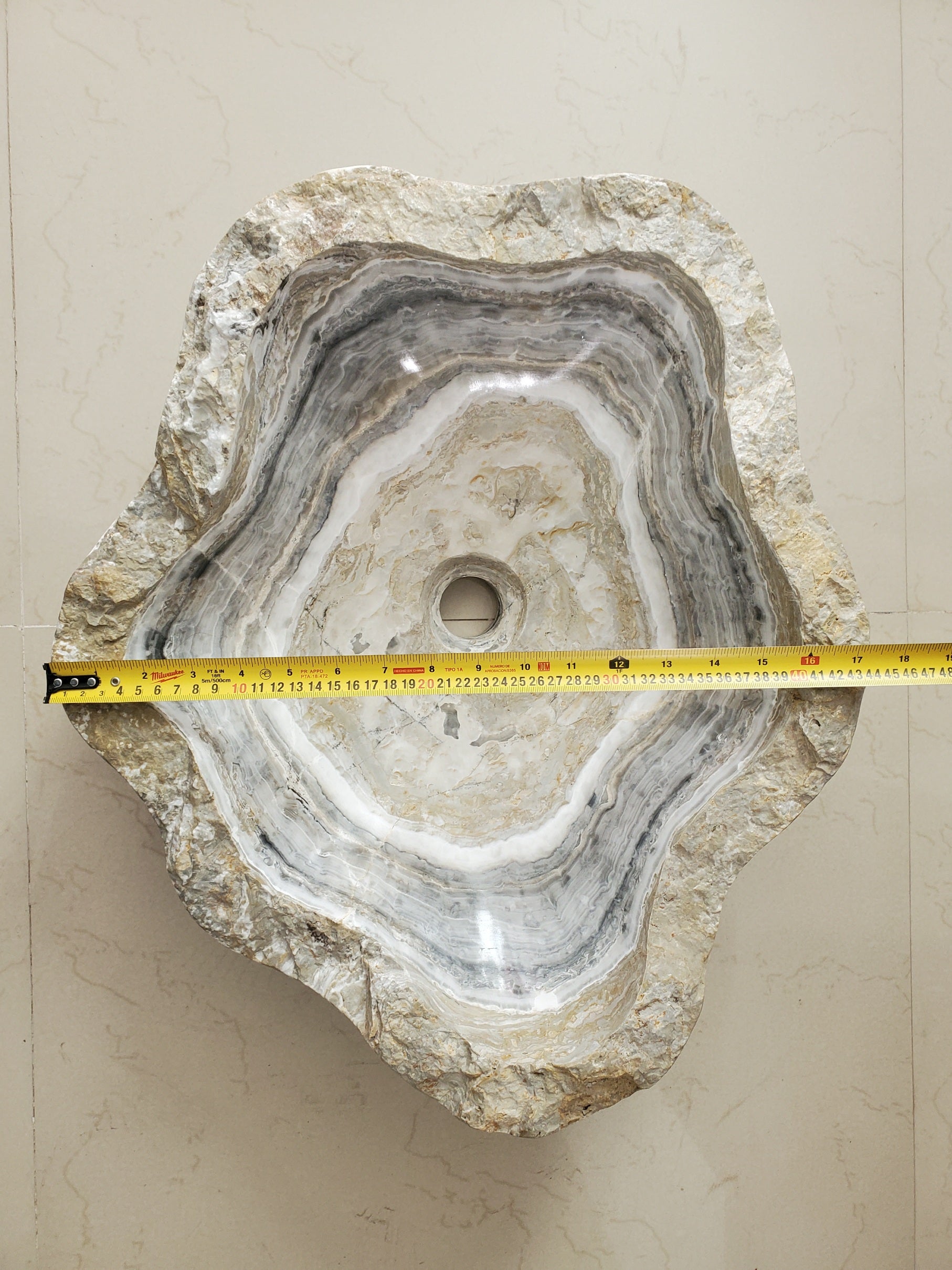 S23_10 Onyx Stone Vessel Bathroom Sink - 20 x 17 inch