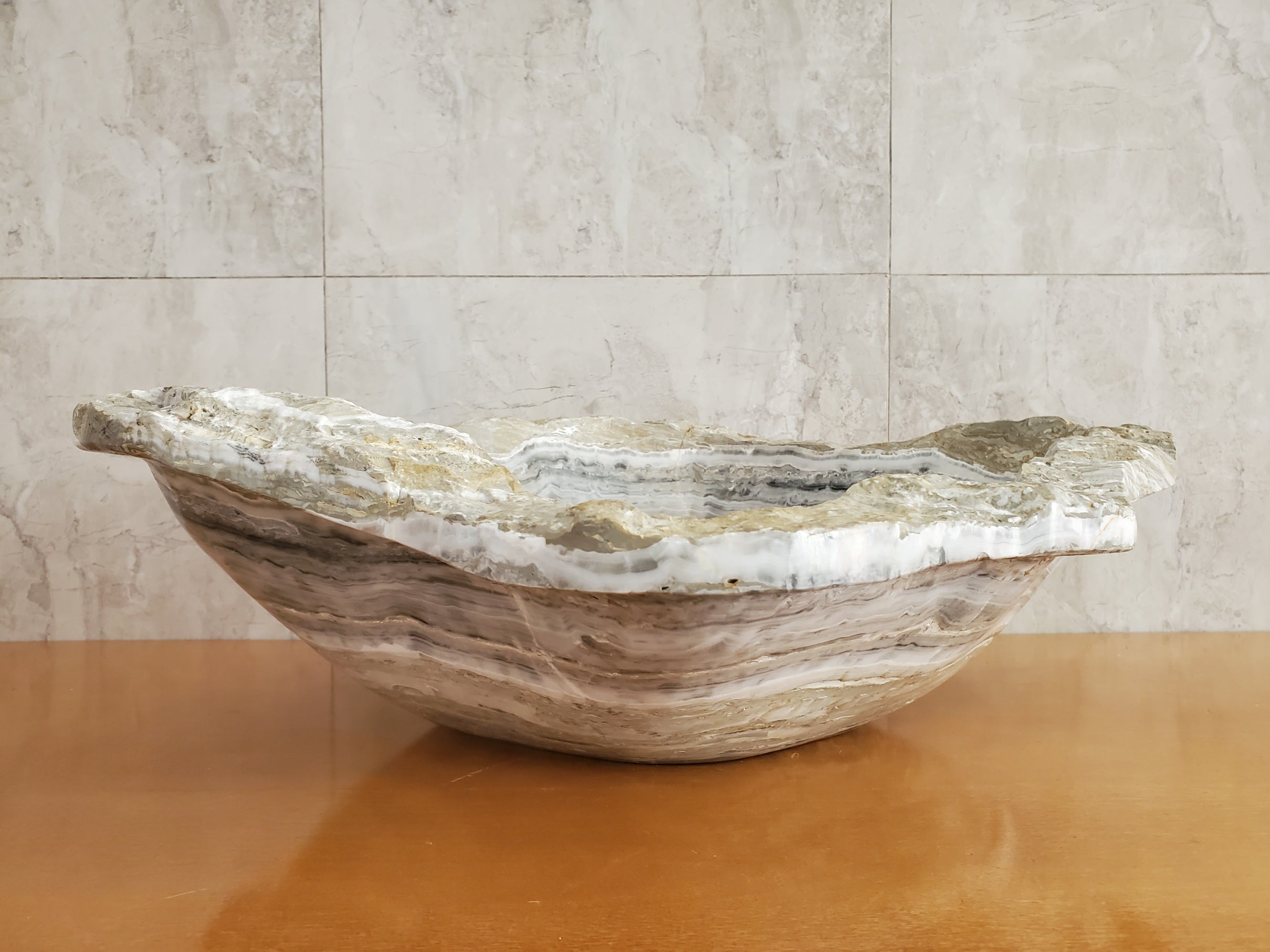 S23_10 Onyx Stone Vessel Bathroom Sink - 20 x 17 inch