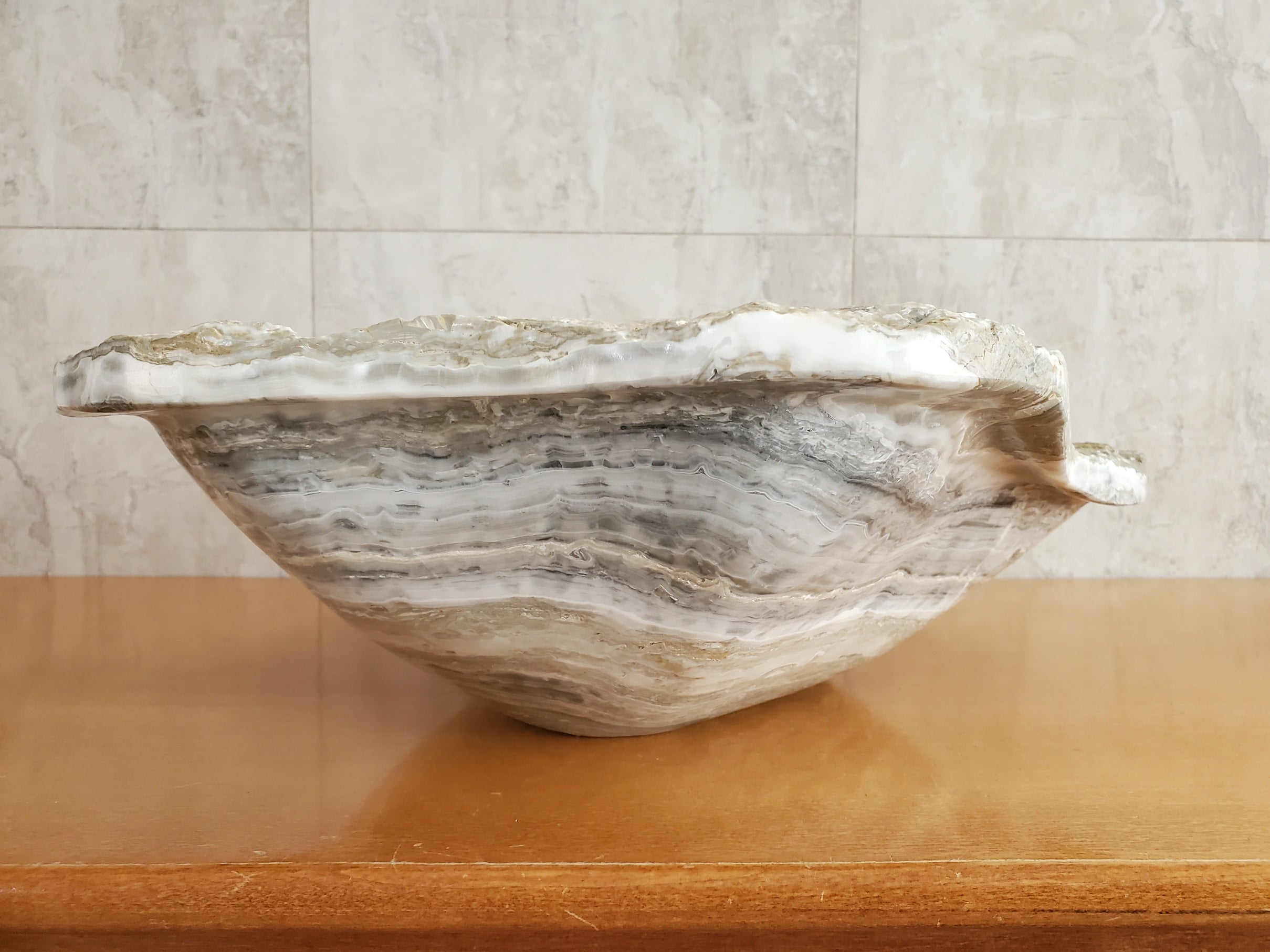 S23_10 Onyx Stone Vessel Bathroom Sink - 20 x 17 inch