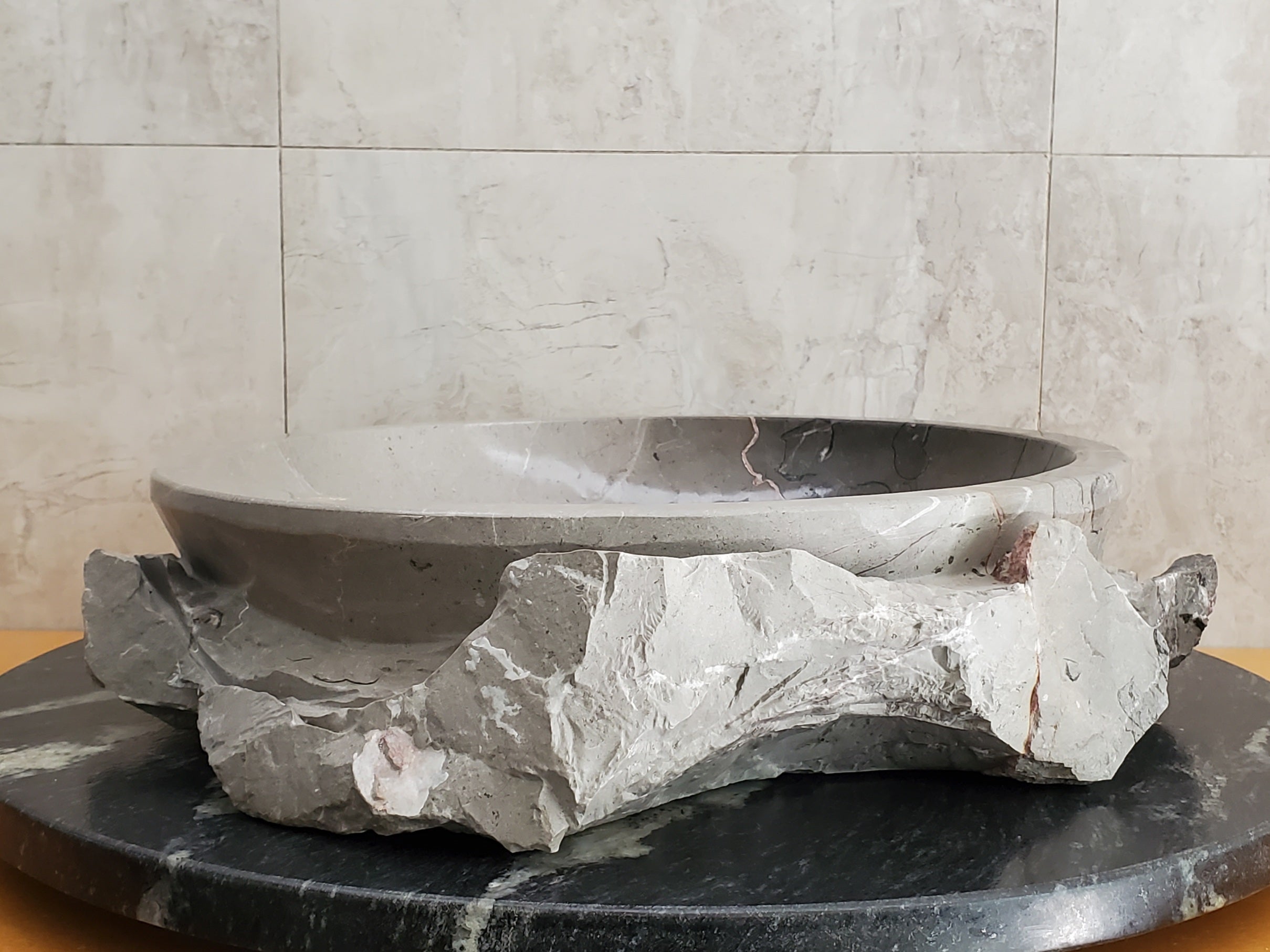 S23_27 Bardigio Marble Stone Vessel Sink - 15 x 15 inch