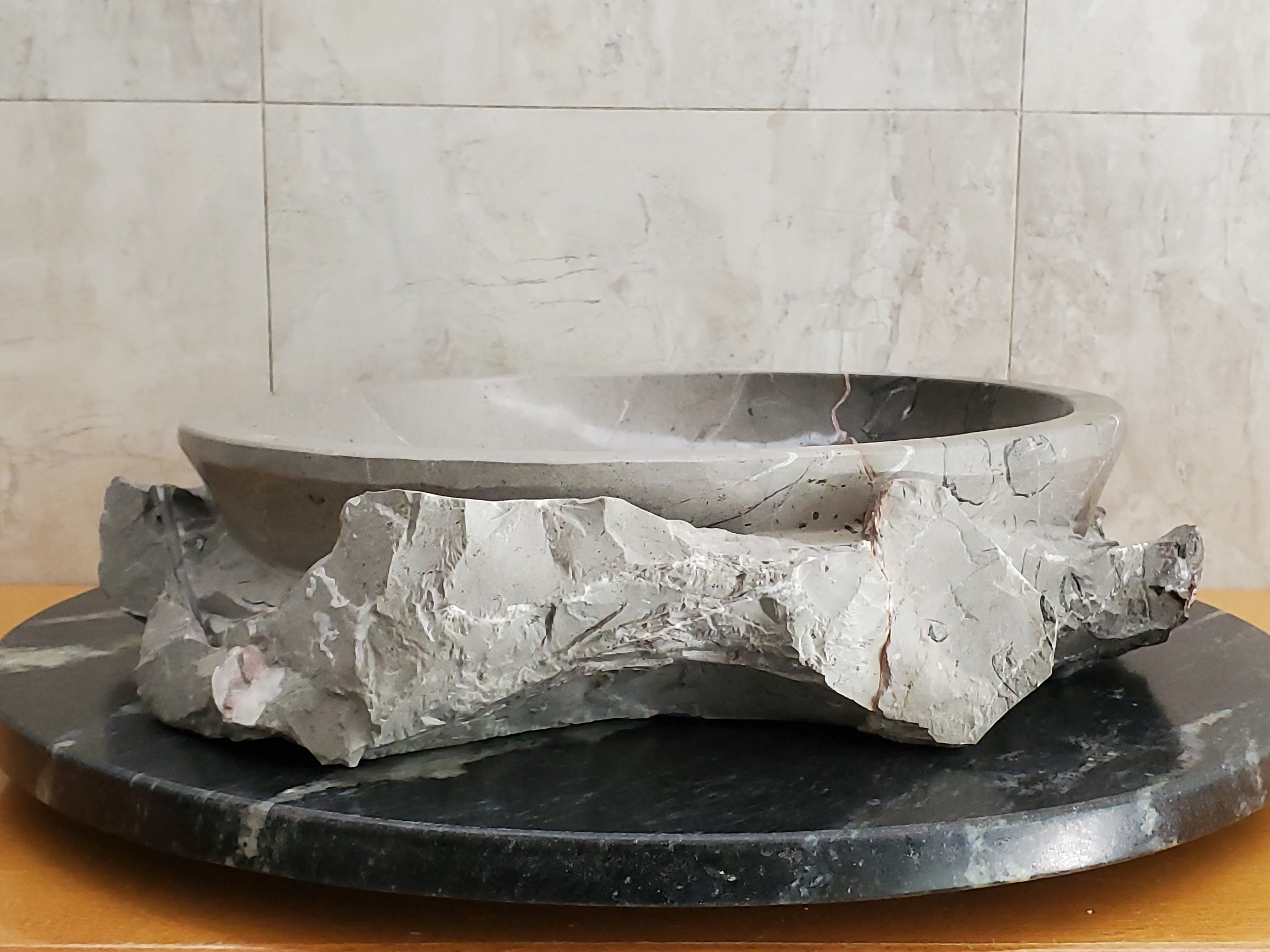 S23_27 Bardigio Marble Stone Vessel Sink - 15 x 15 inch