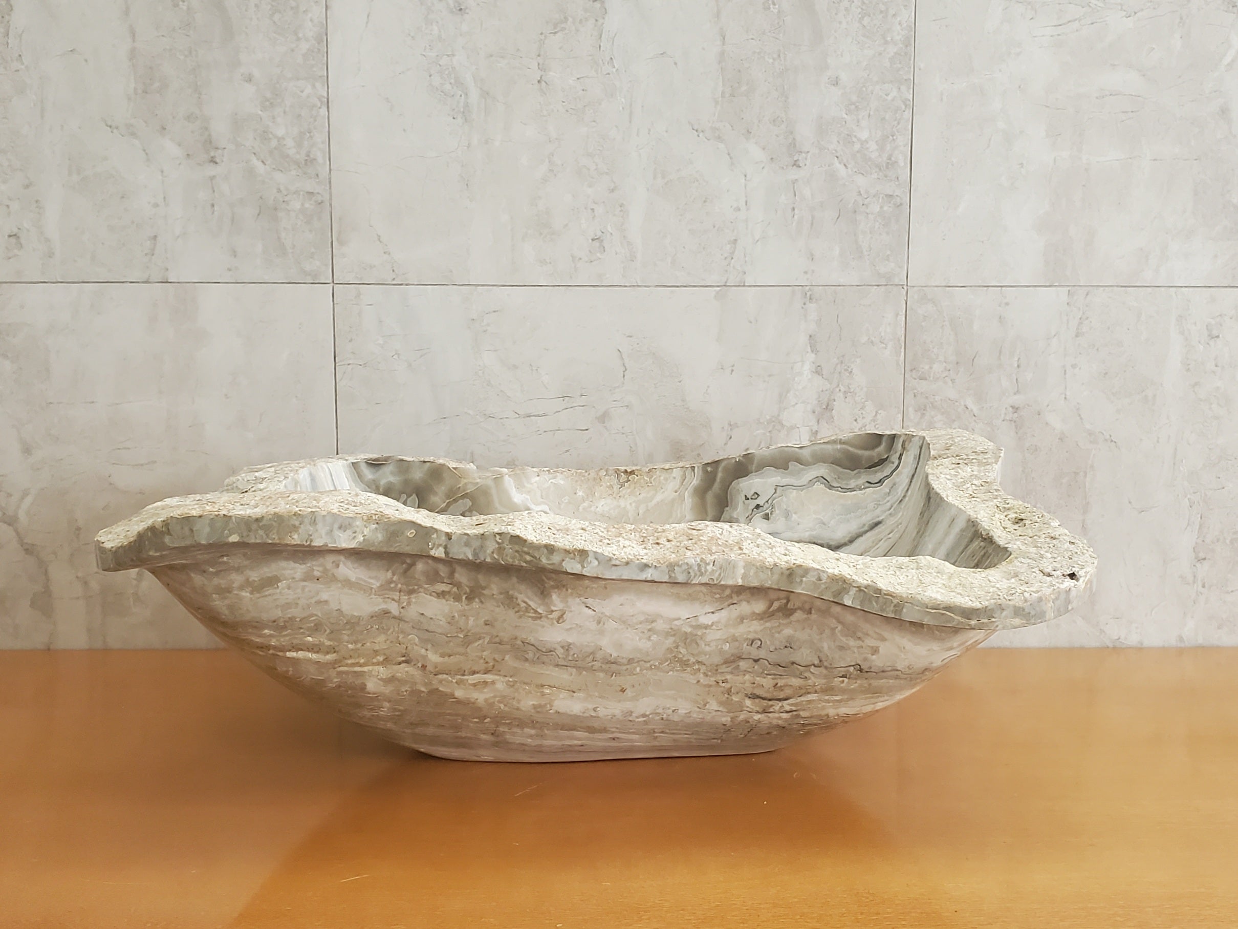 S23_18 Onyx Stone Vessel Bathroom Sink