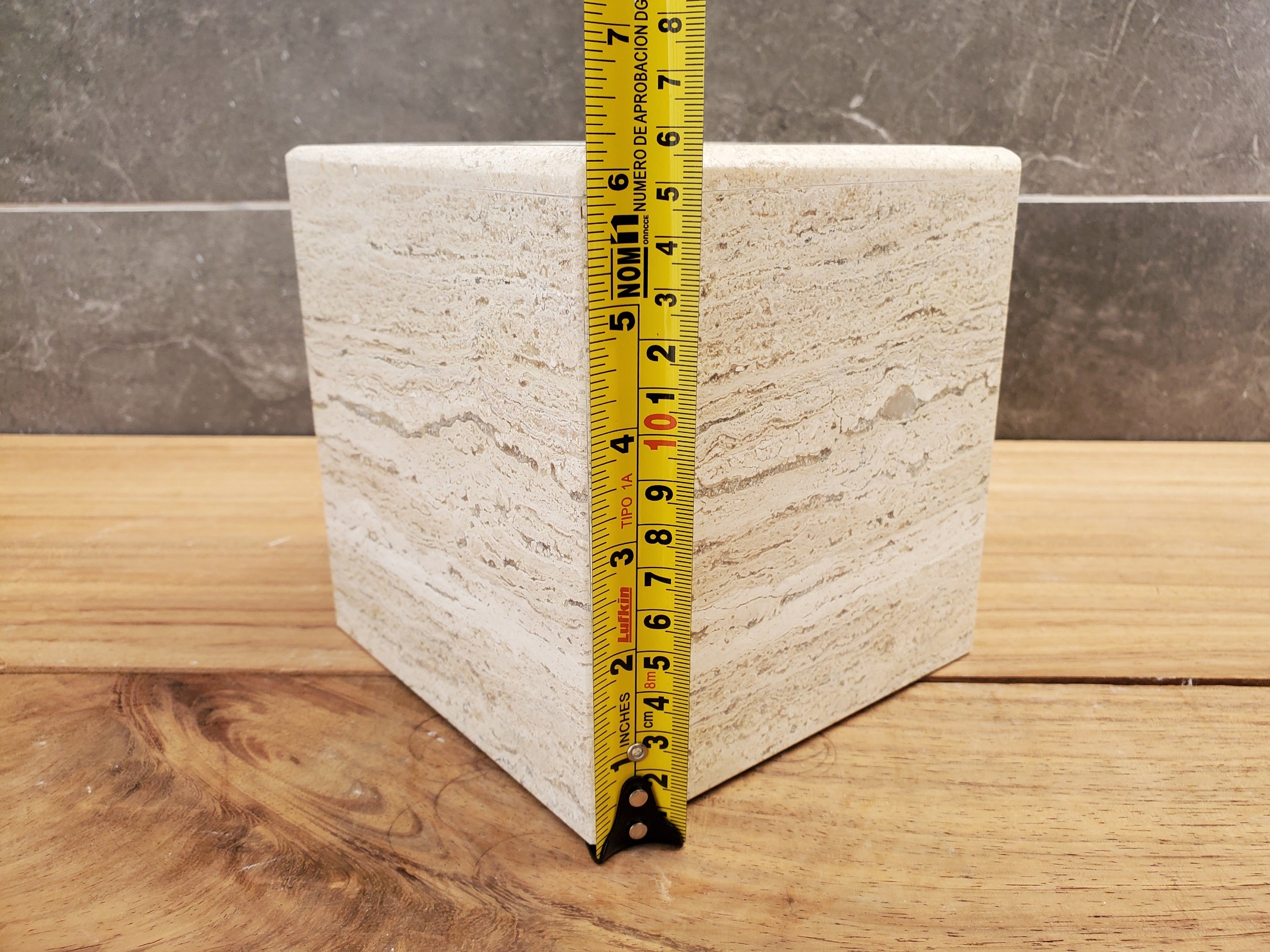 TCSQ_59 Travertine Stone Tissue Box Cover - Cube