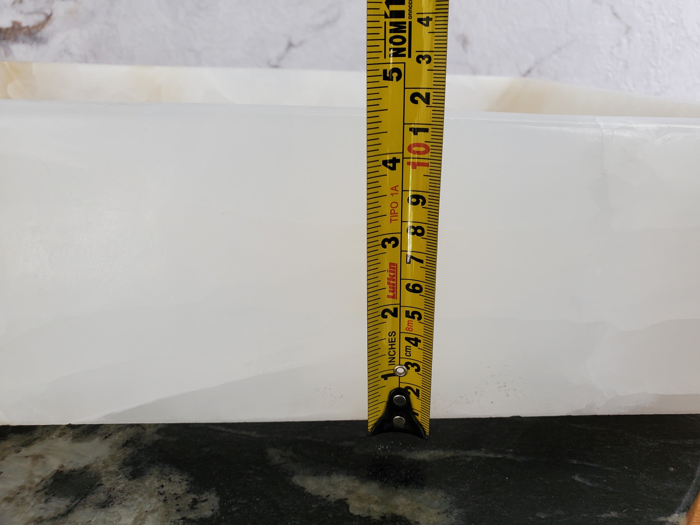 S35_12 White Onyx Marble Vessel Sink – Luxury Natural Stone Countertop Sink, Rectangular Vanity Basin, Spa Bathroom Decor, 17.5x13