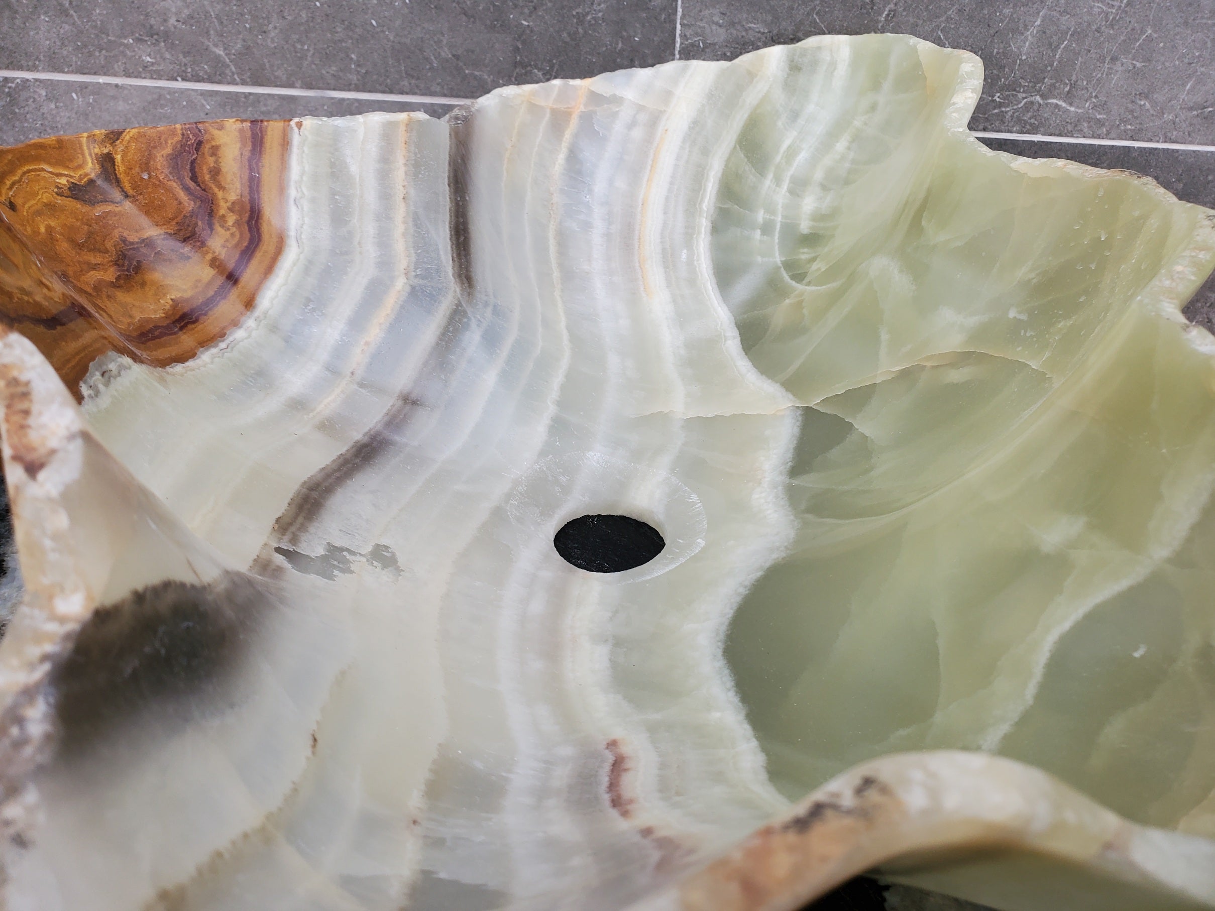 S32_07 Onyx Stone Vessel Bathroom Sink - 18 x 15 inch