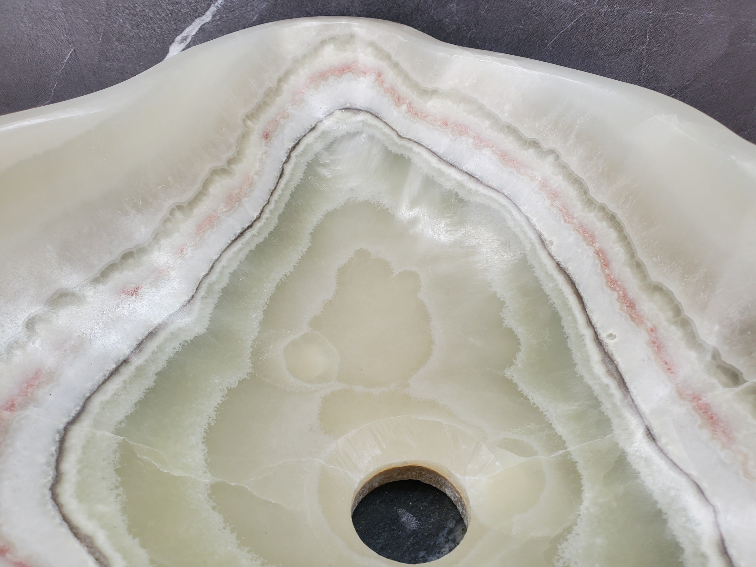 S34_24 Light Green Onyx Stone Vessel Sink - 20 x 13.5 Inch
