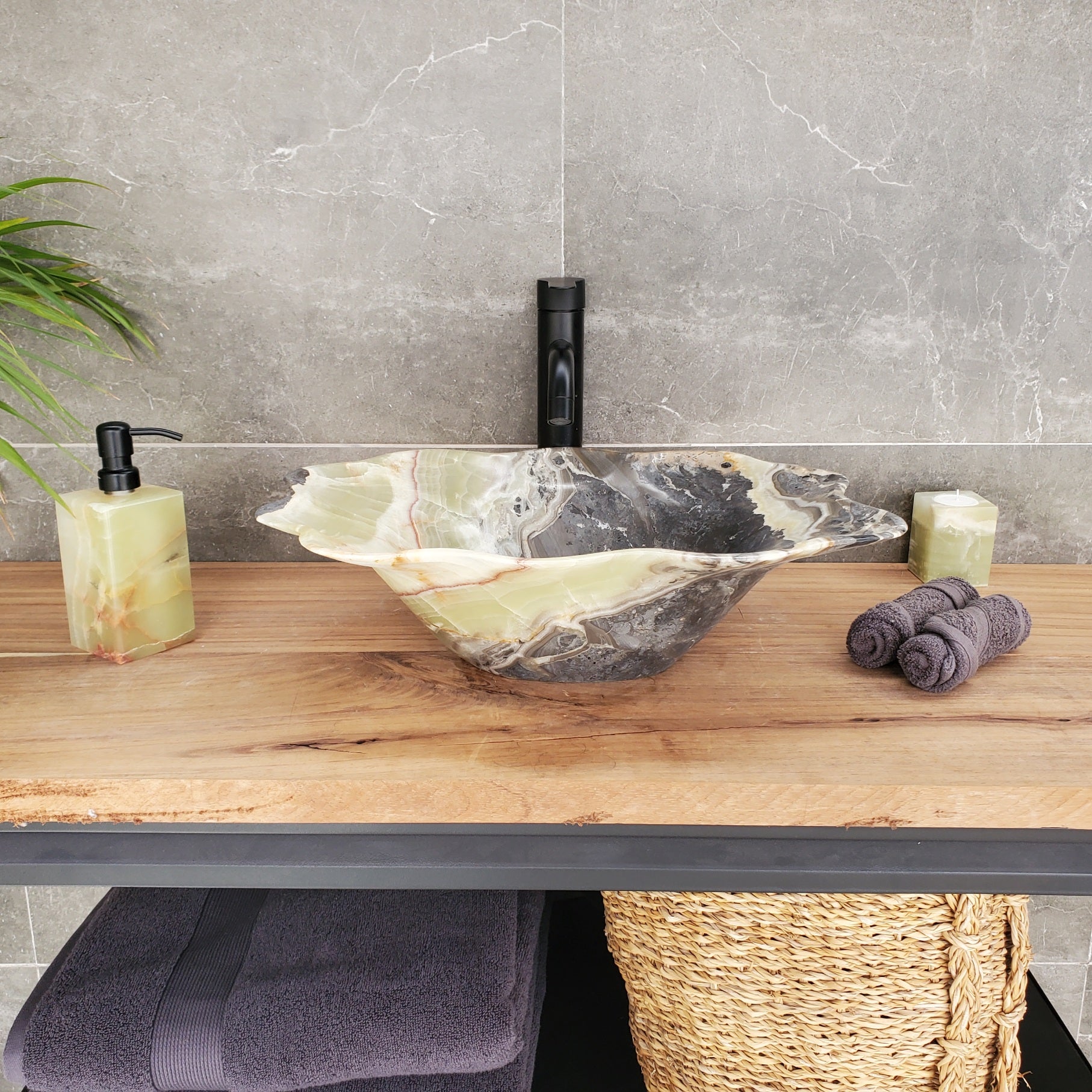 S33_55 Green Onyx Bathroom Vessel Sink