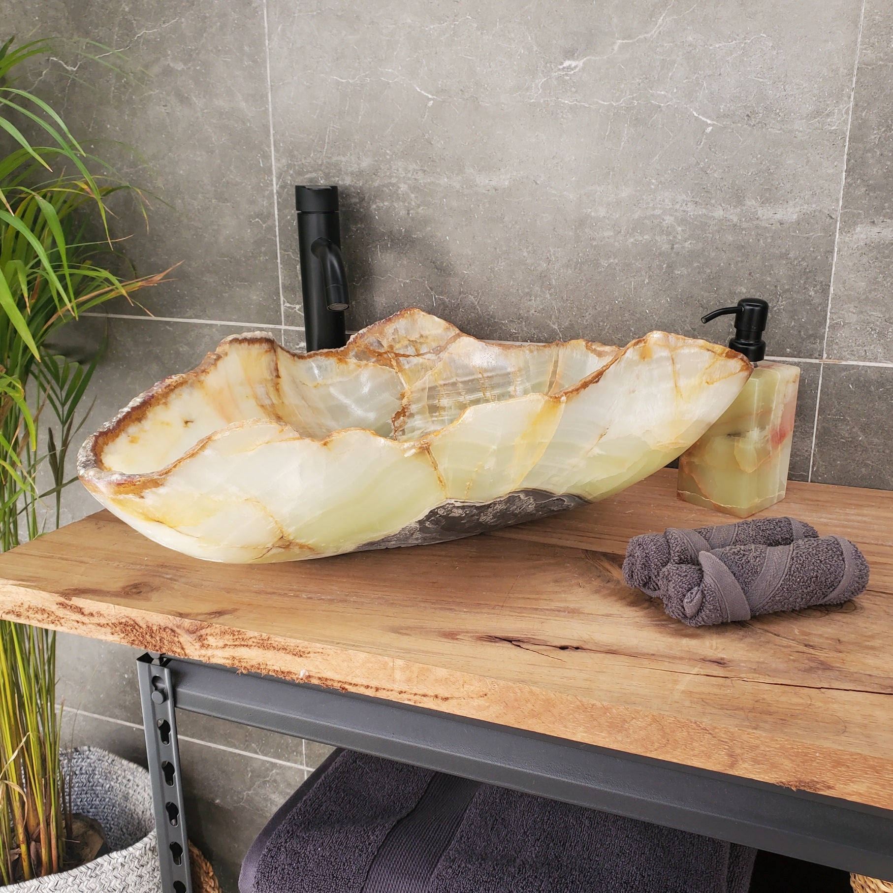 S33_22 Green Onyx Bathroom Vessel Sink