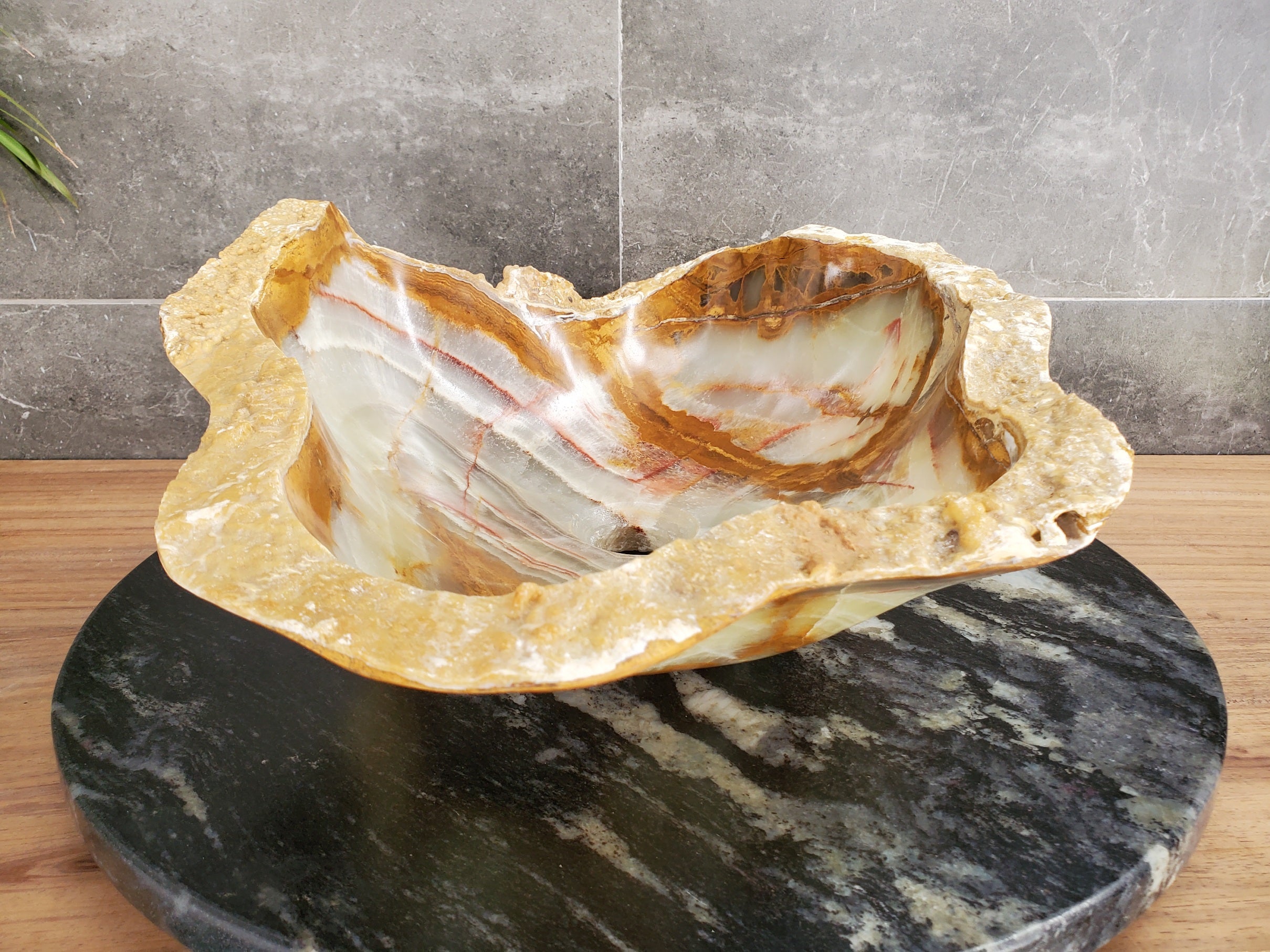 S33_58 Green Onyx Bathroom Vessel Sink - 19.5 x 15 inch