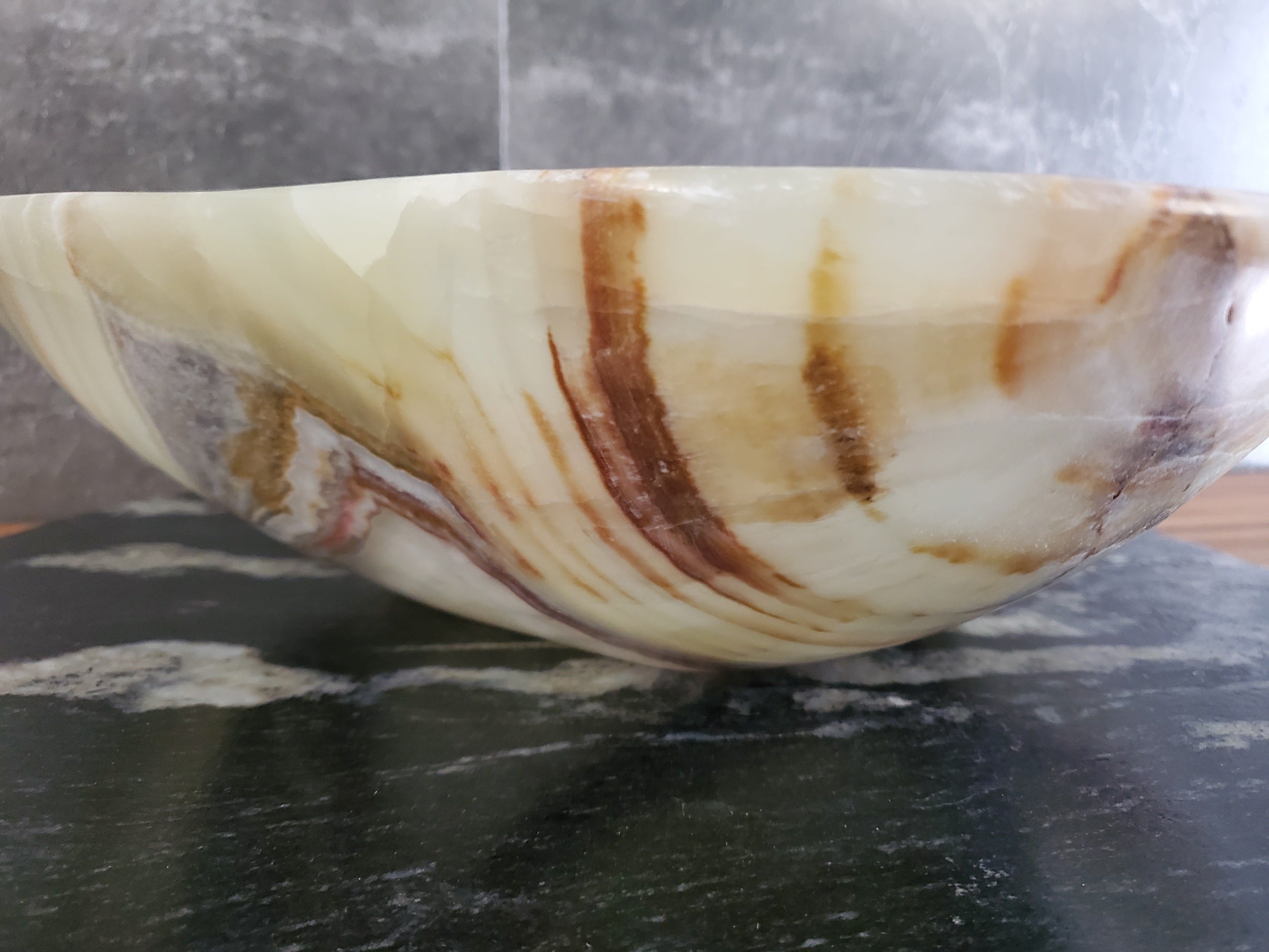 Green Onyx Vessel Sink, 16x14.5 Inch Natural Stone Countertop Basin, Polished Luxury Vanity Sink, Spa Bathroom Decor S40_17
