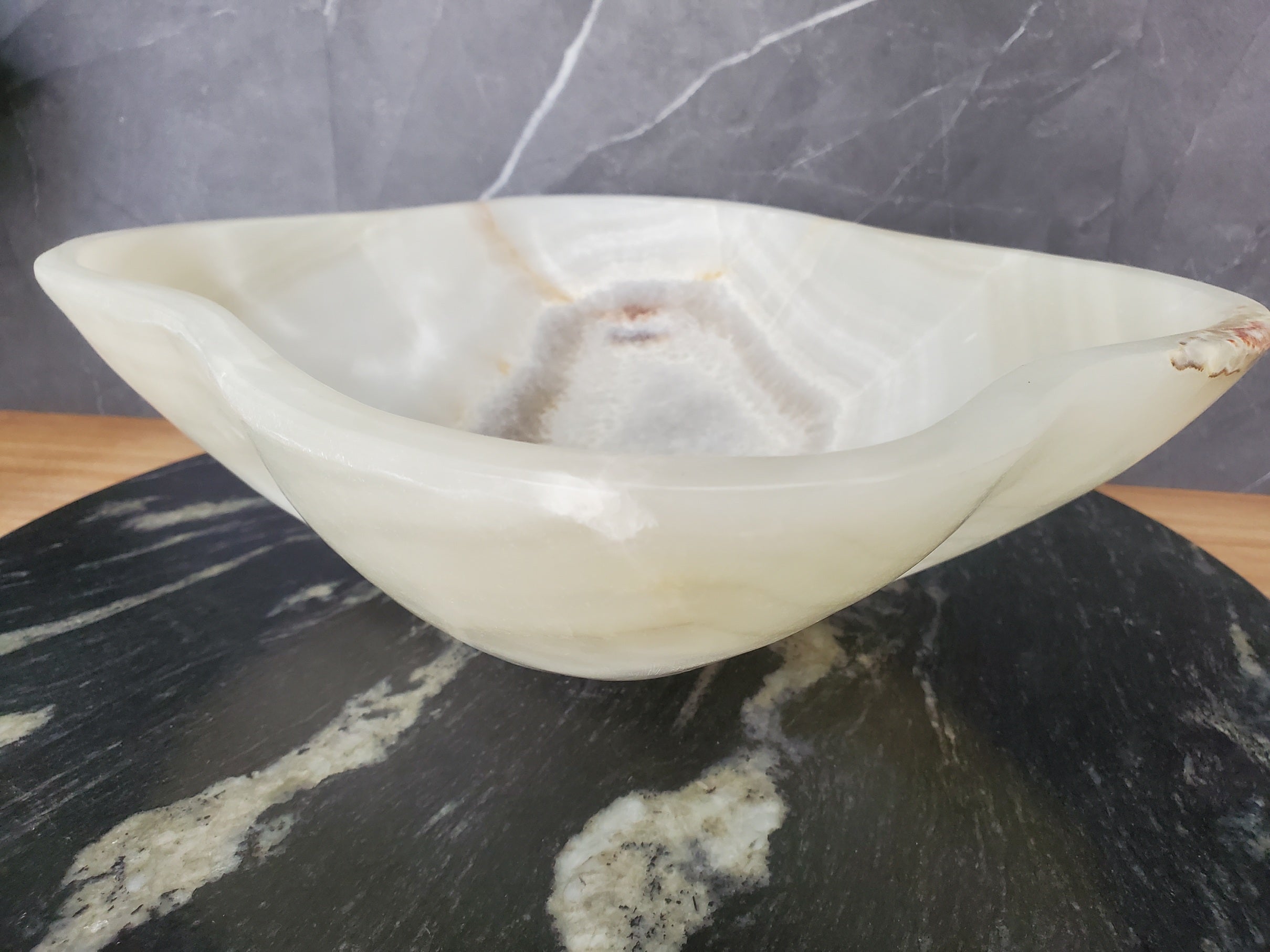S34_19 Light Green Onyx Bathroom Vessel Sink - 14 x 13 inch