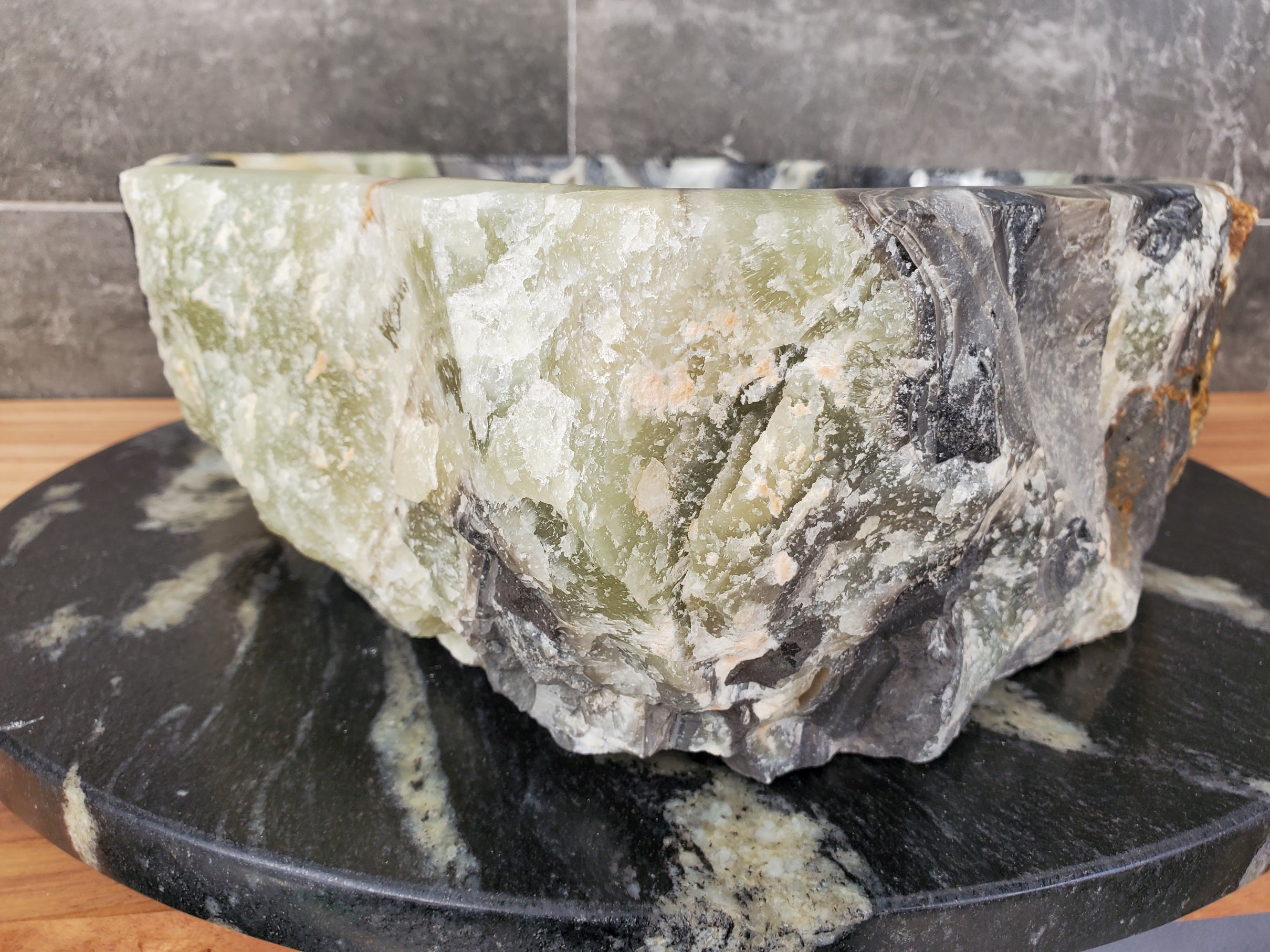 S31_30 Onyx Stone Vessel Bathroom Sink - 17 x 15 inch