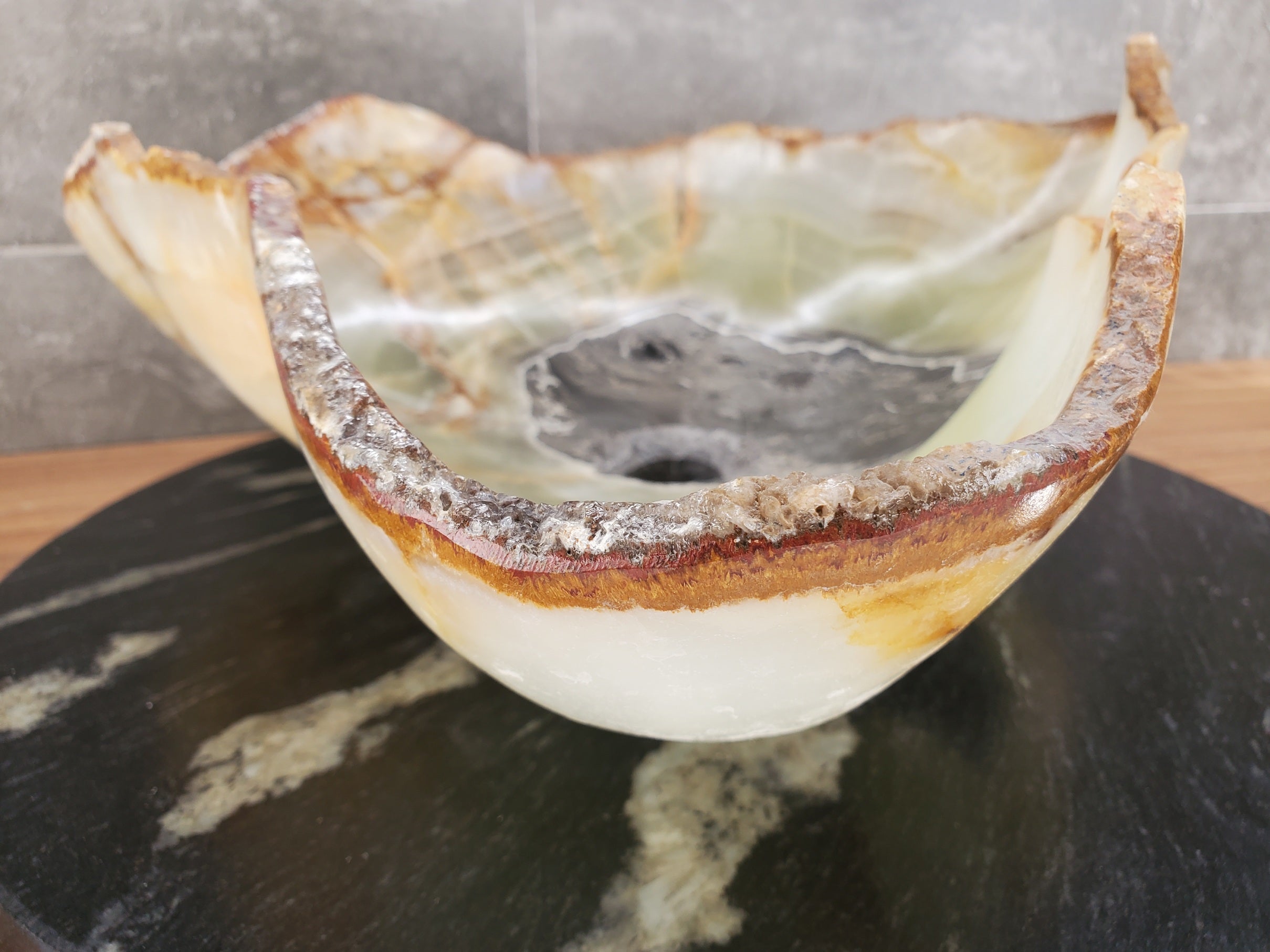S33_22 Green Onyx Bathroom Vessel Sink - 19 x 19 inch