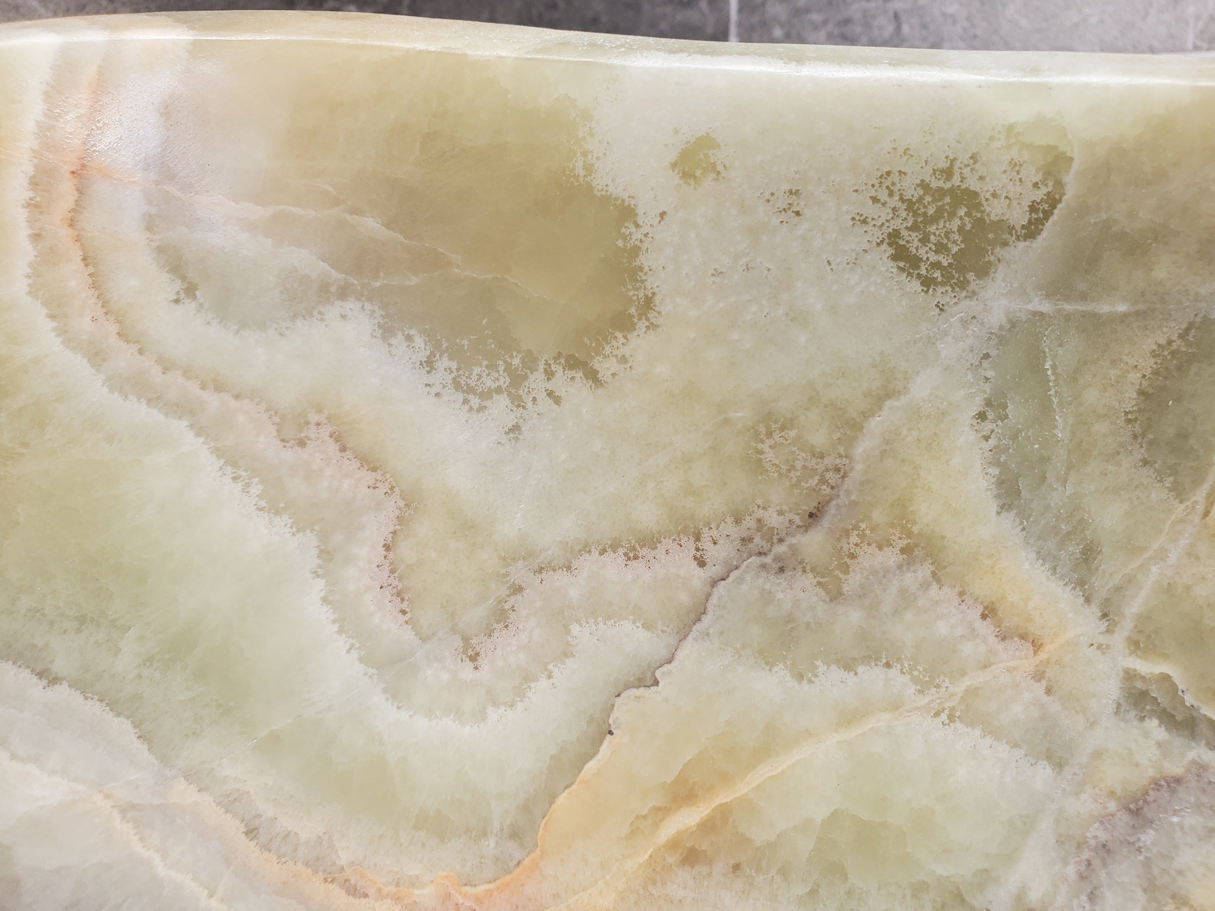 S33_25 Light Green Onyx Bathroom Vessel Sink - 18 x 12 inch