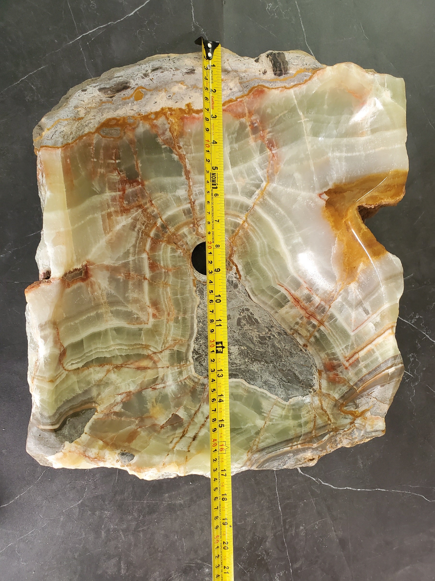 S34_01 Green Onyx Stone Vessel Bathroom Sink - 17 x 15 inch