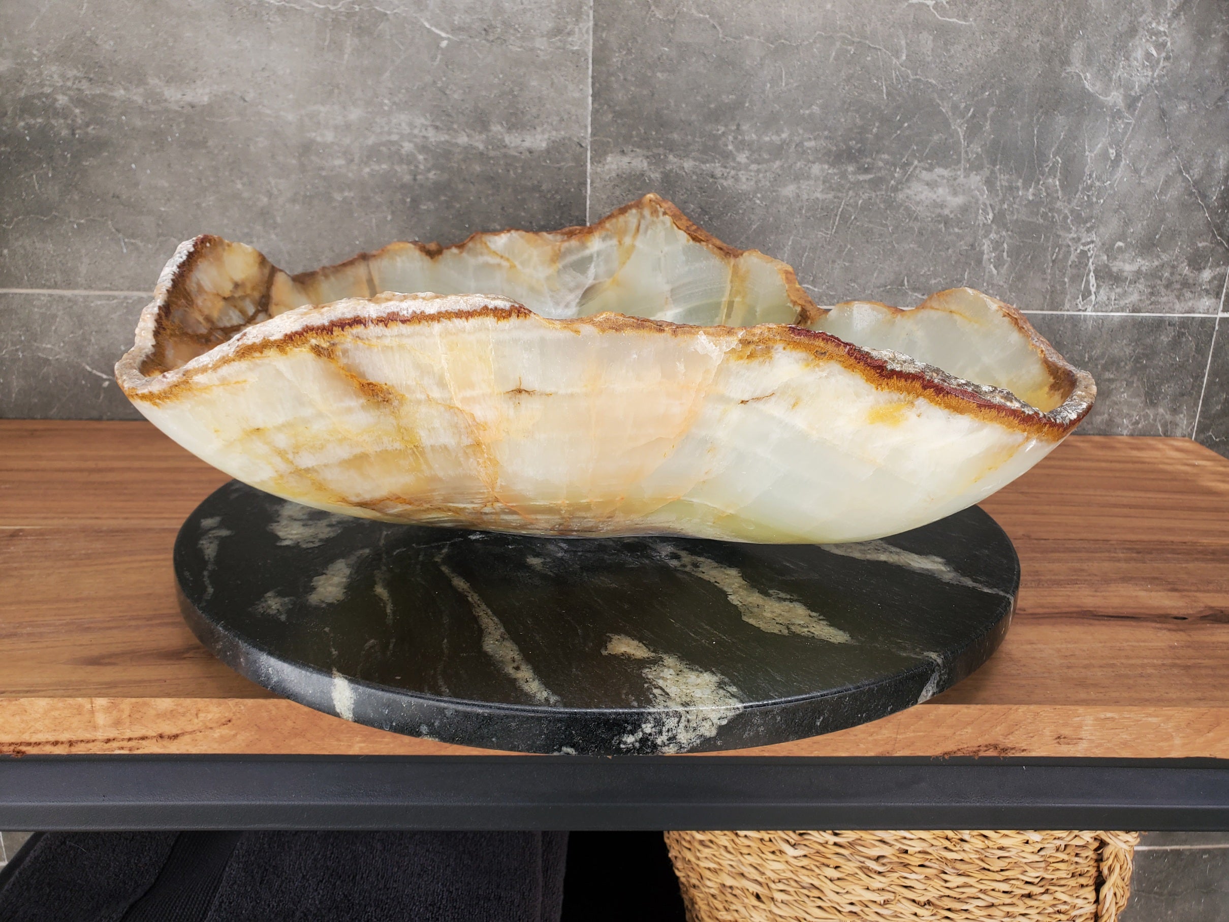S33_22 Green Onyx Bathroom Vessel Sink - 19 x 19 inch
