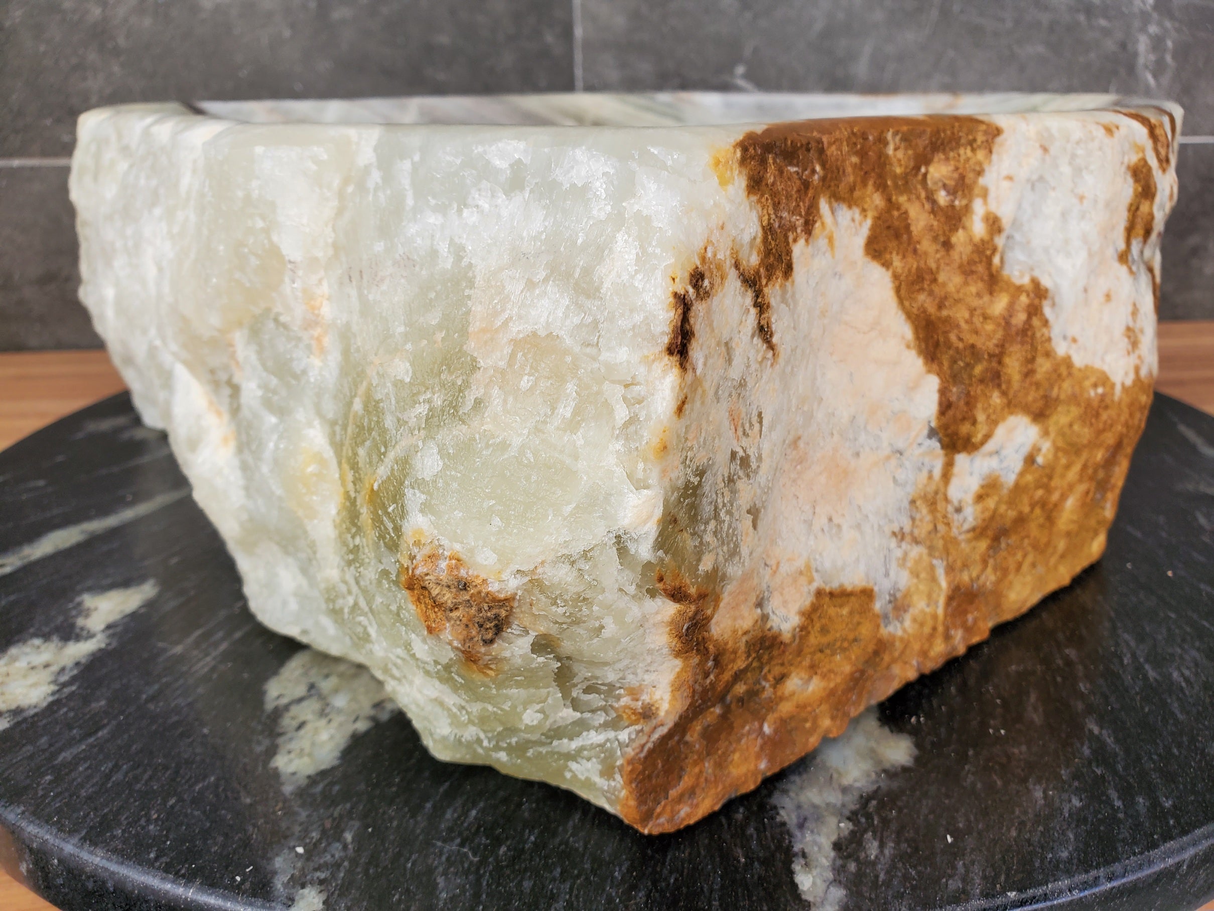 S31_31 Onyx Stone Vessel Bathroom Sink - 17 x 16 inch