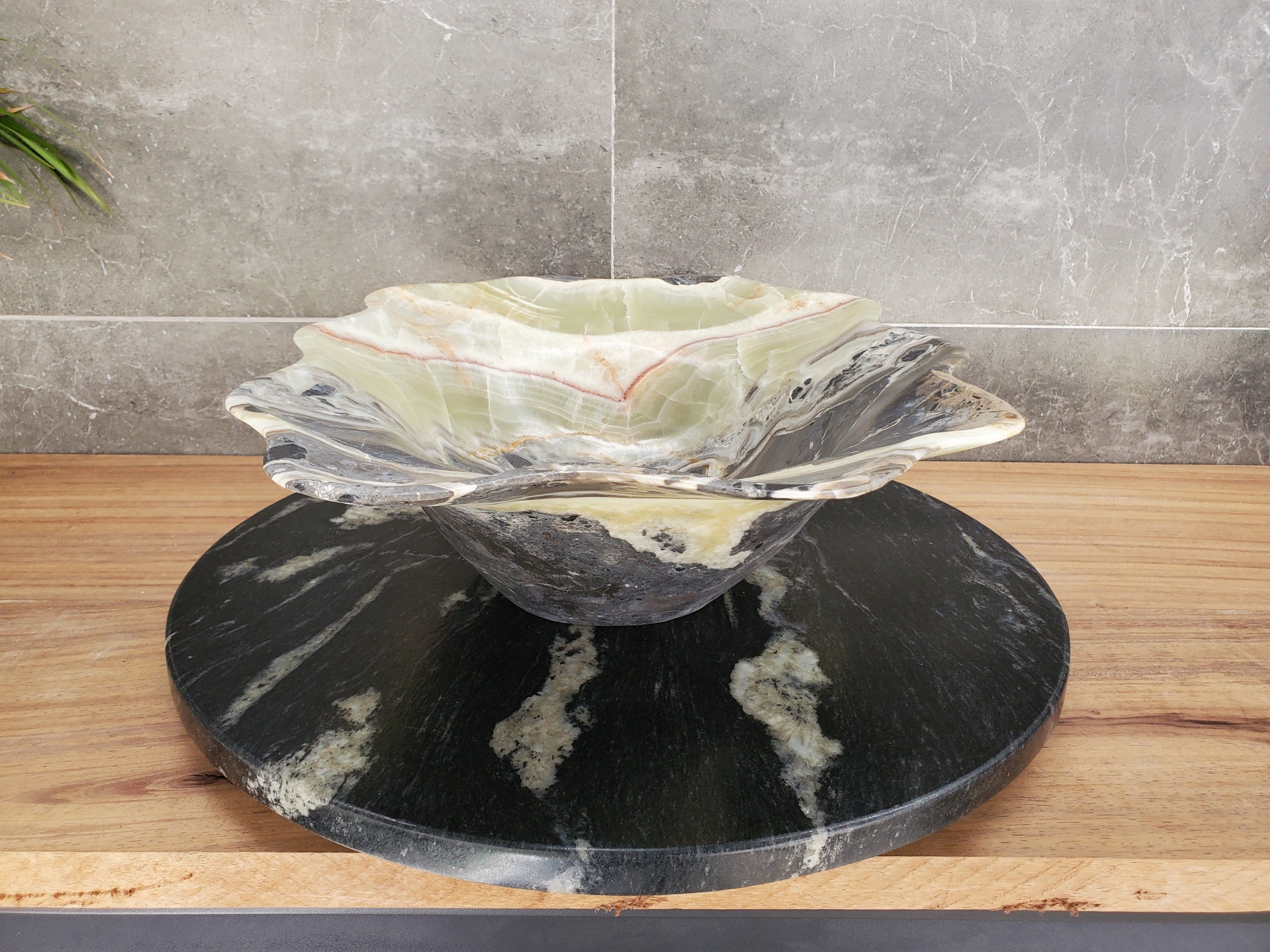 S33_55 Green Onyx Bathroom Vessel Sink - 18.5 x 14.5 inch