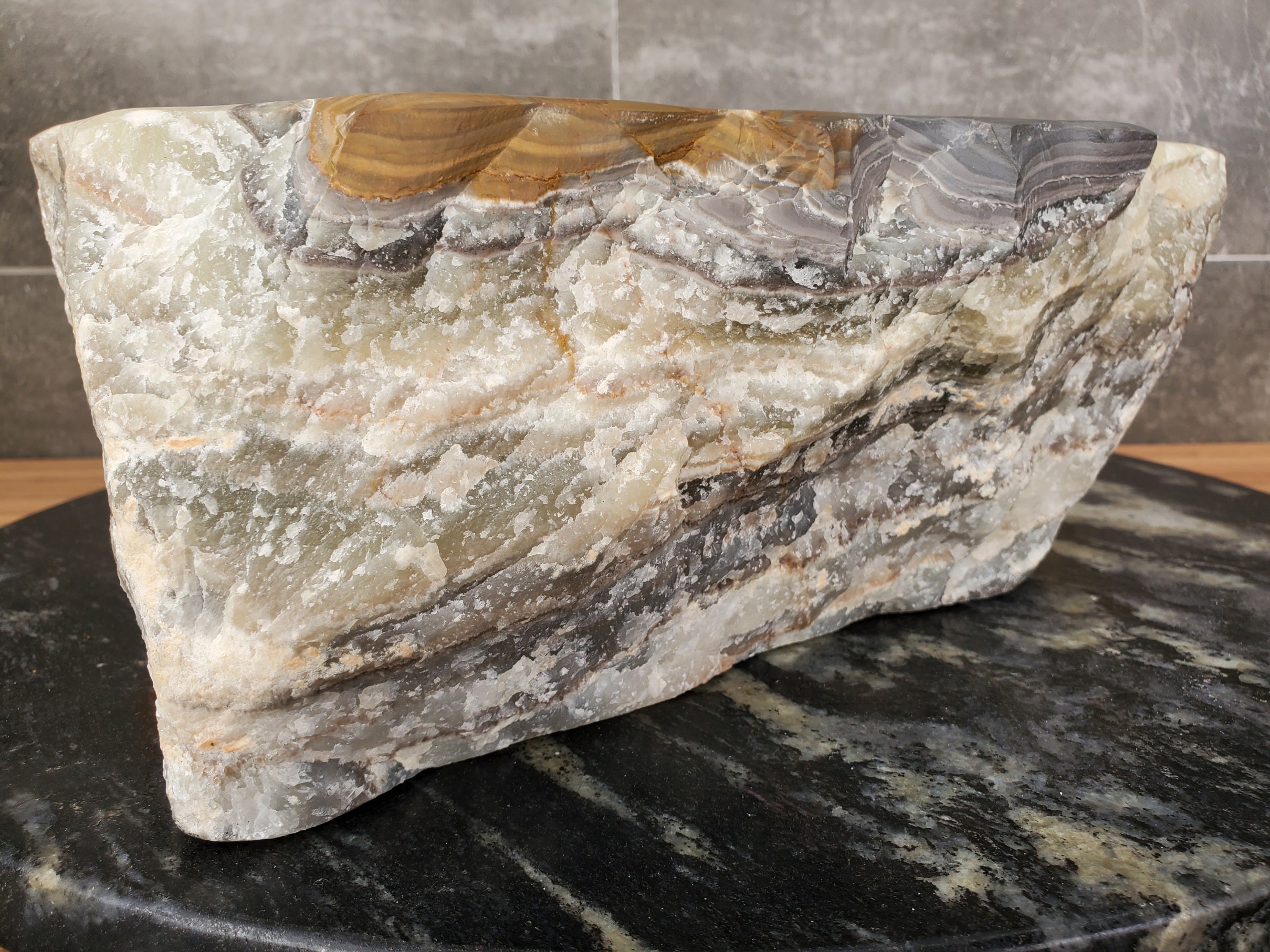 S31_31 Onyx Stone Vessel Bathroom Sink - 17 x 16 inch