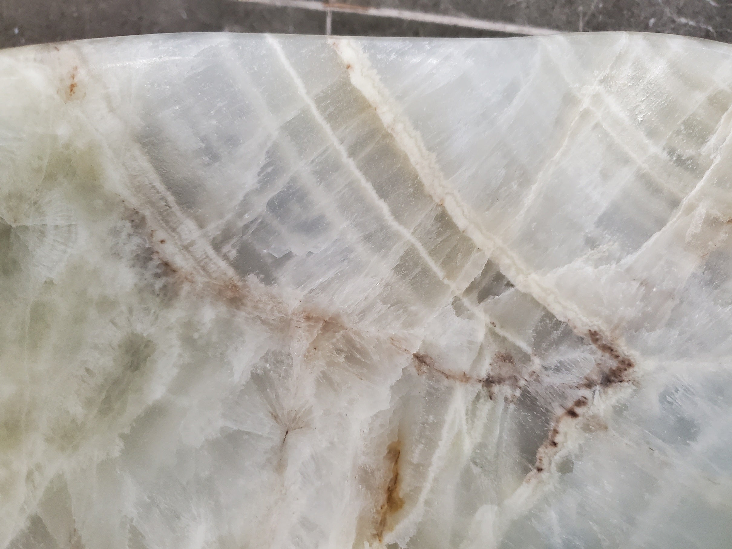 Green Onyx Vessel Sink, Natural Stone Vanity Basin, Polished Bathroom Countertop Sink, Spa Decor 18.5x13 Inch S40_24