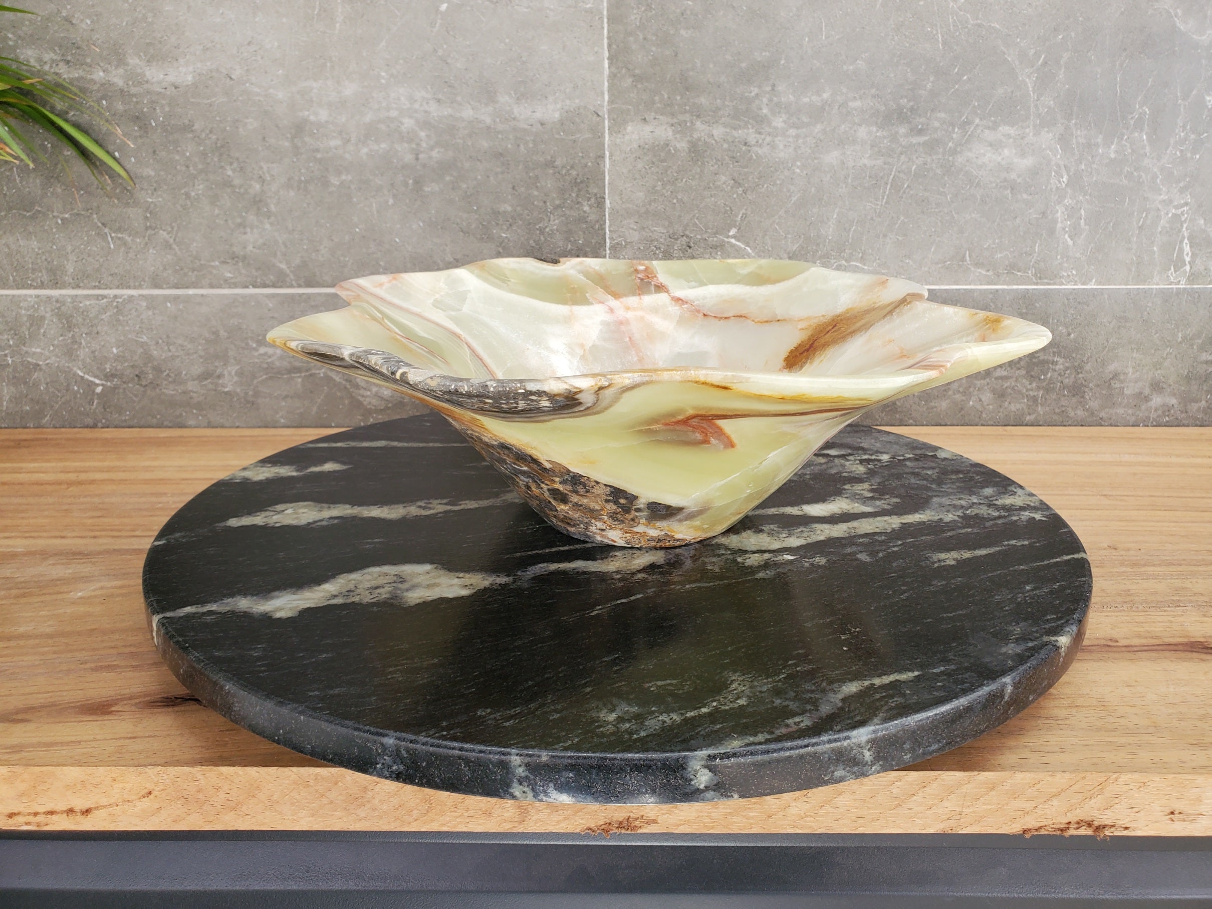 S33_57 Green Onyx Bathroom Vessel Sink - 17 x 14 inch