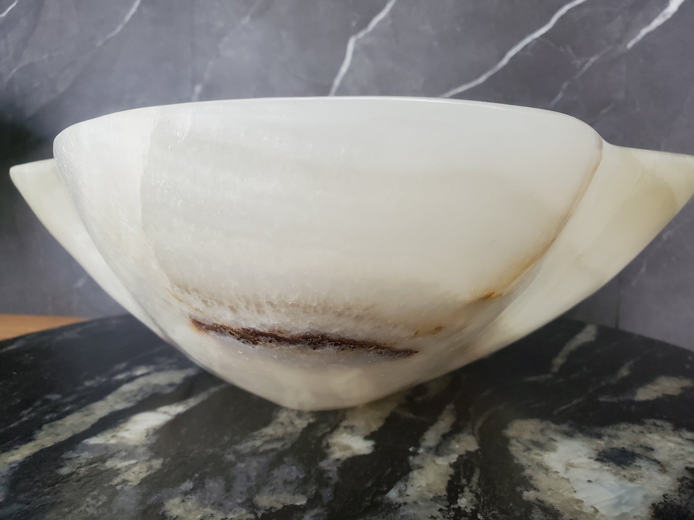 S34_19 Light Green Onyx Bathroom Vessel Sink - 14 x 13 inch