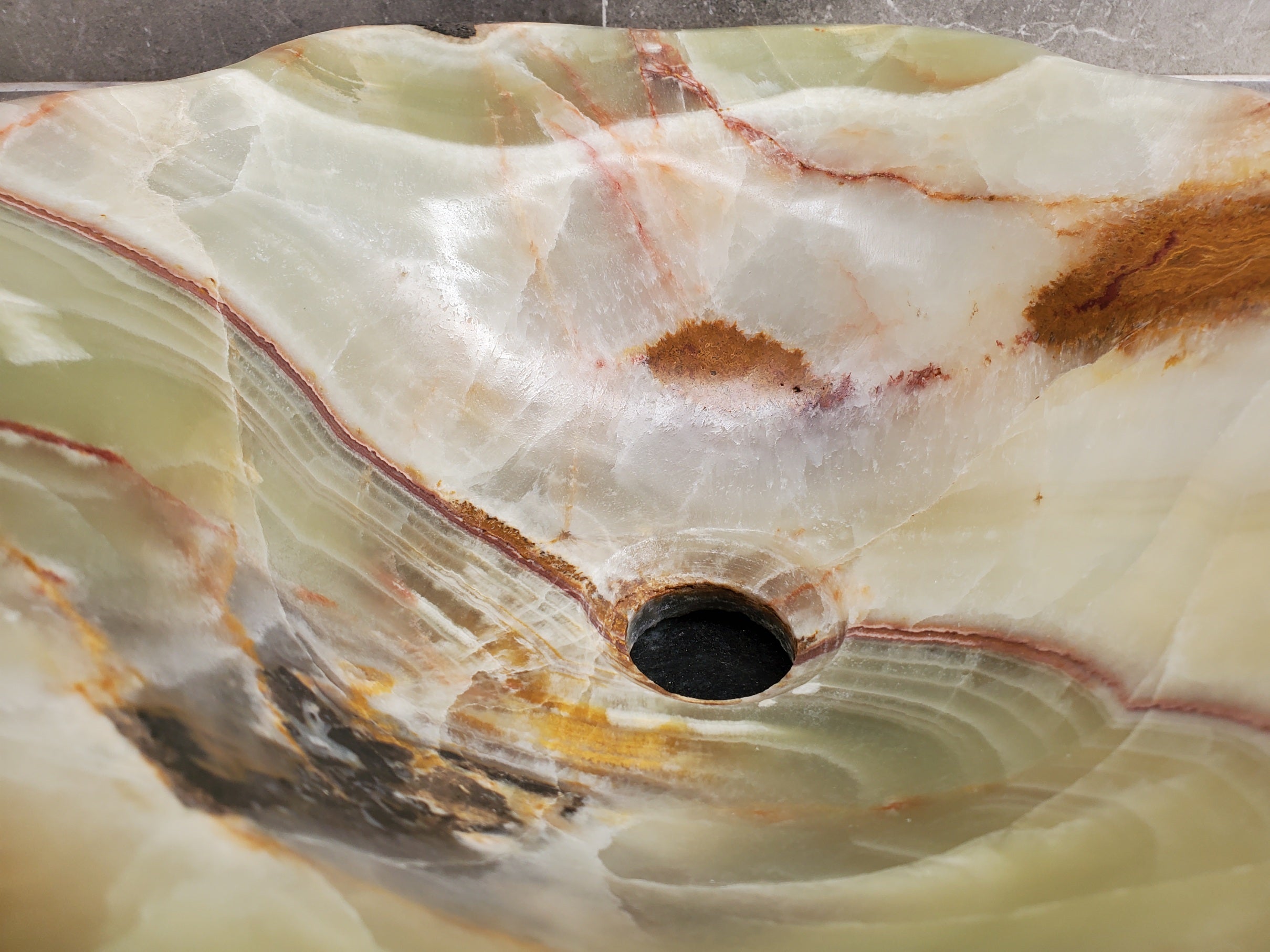 S33_57 Green Onyx Bathroom Vessel Sink - 17 x 14 inch