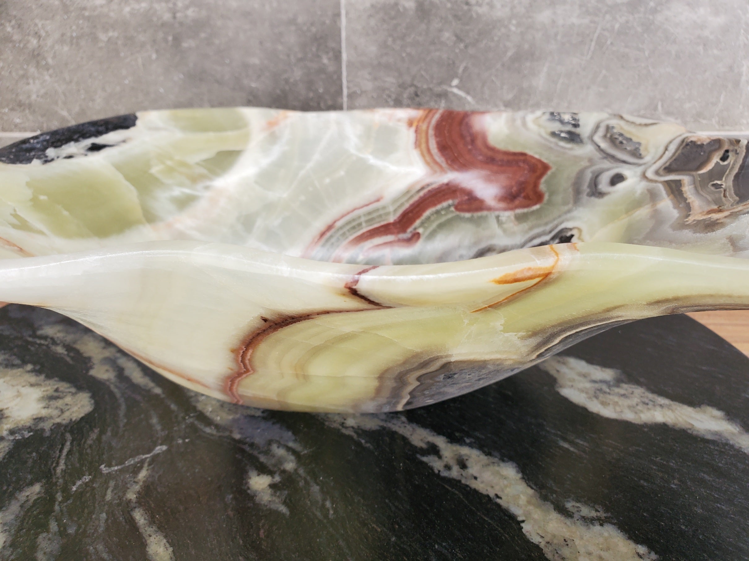 S33_54 Green Onyx Bathroom Vessel Sink - 18.5 x 14.5 inch