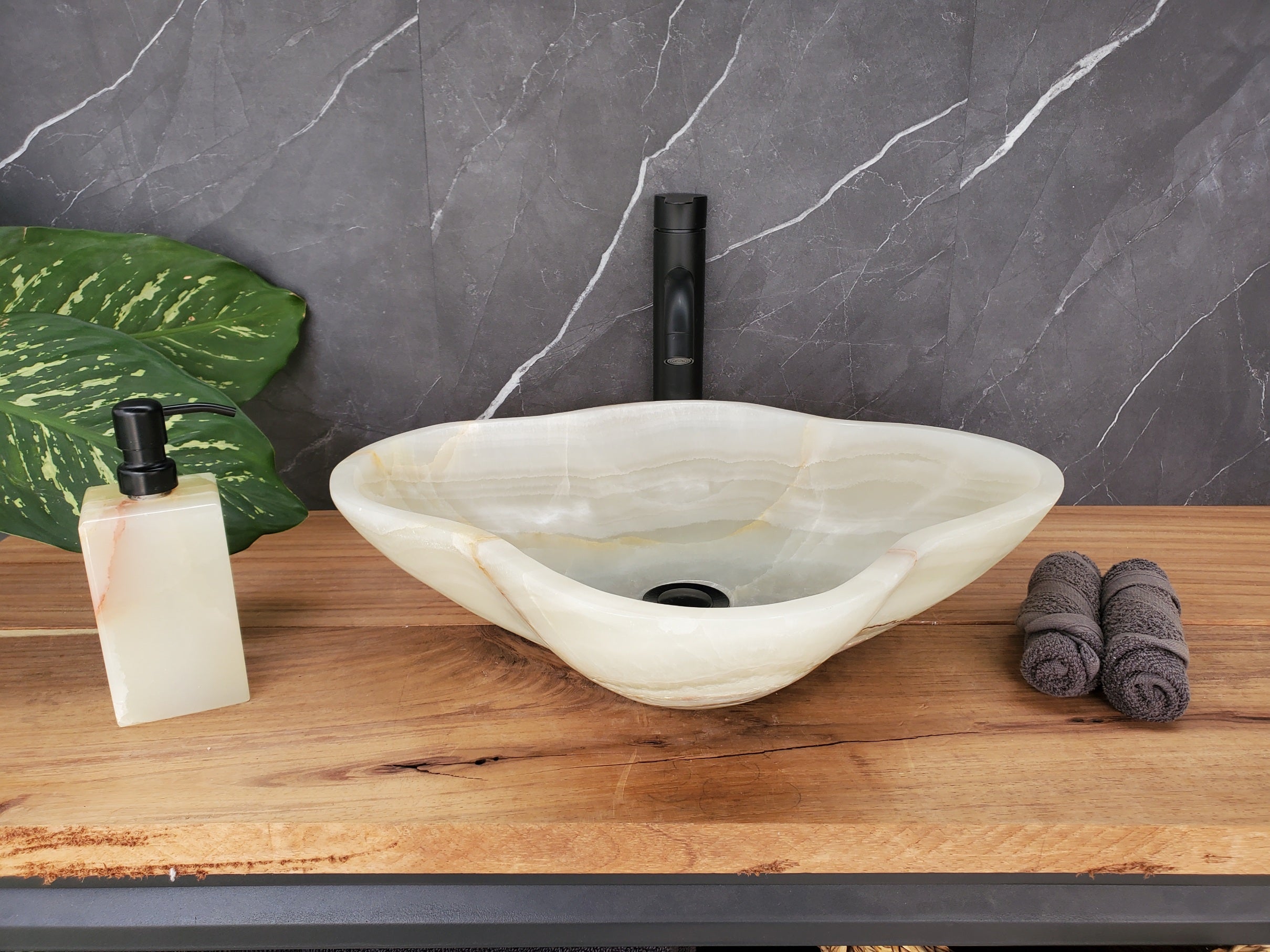 S34_23 Light Onyx Stone Vessel Sink