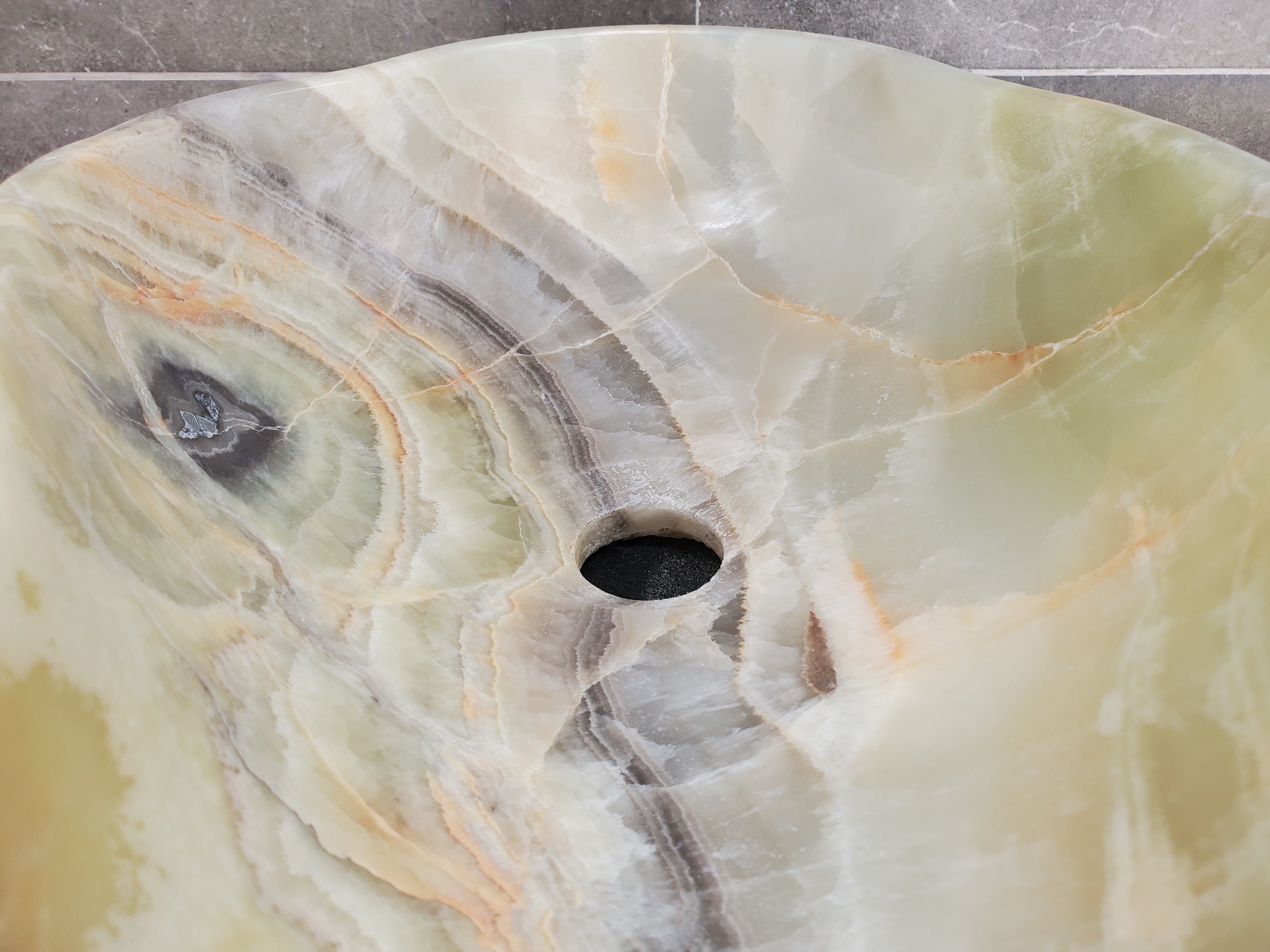 S33_25 Light Green Onyx Bathroom Vessel Sink - 18 x 12 inch