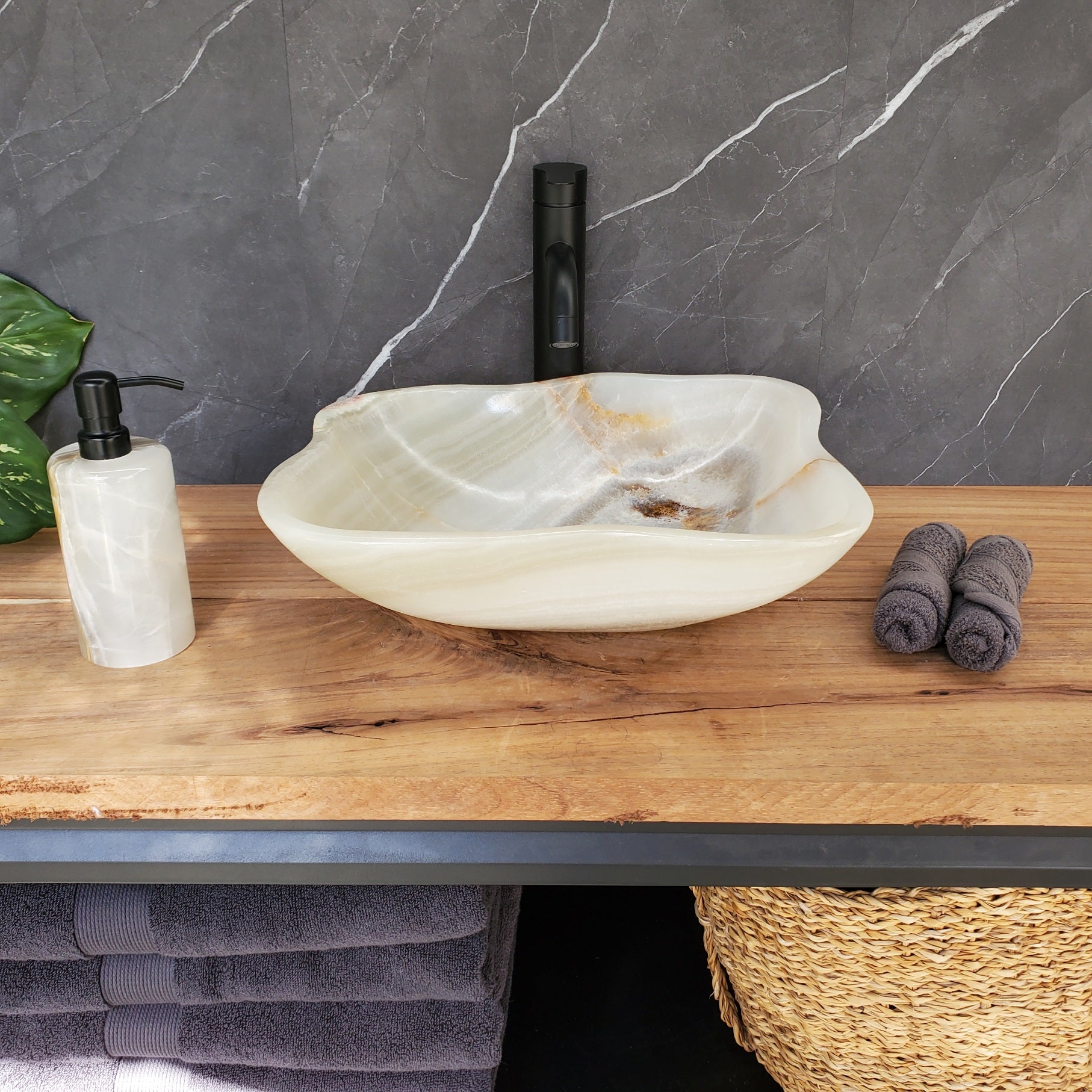 S34_18 Light Green Onyx Bathroom Vessel Sink