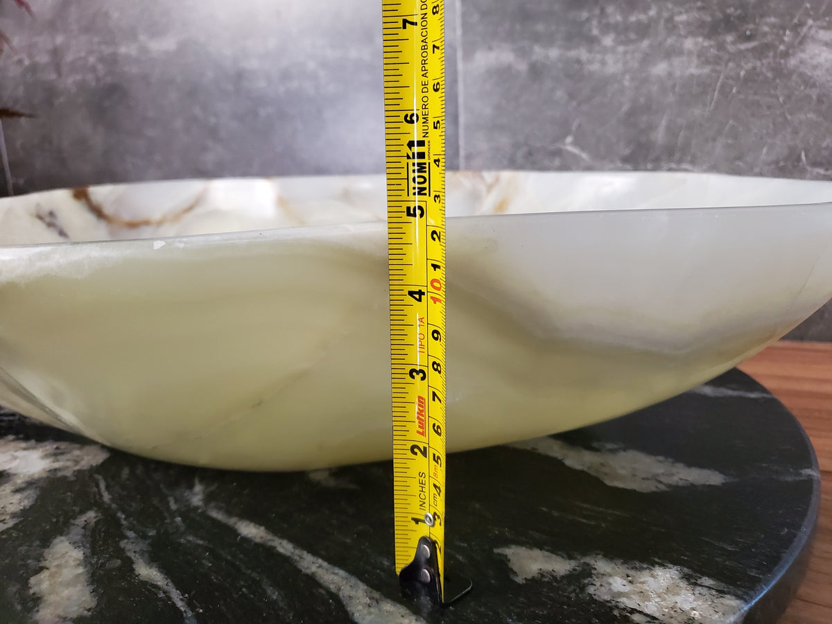 Green Onyx Marble Vessel Sink, 22x17 Inch Natural Stone Countertop Basin, Polished Luxury Vanity Sink, Spa Bathroom Decor S40_08 Bathroom Sinks Featured Onyx Sinks Sinks