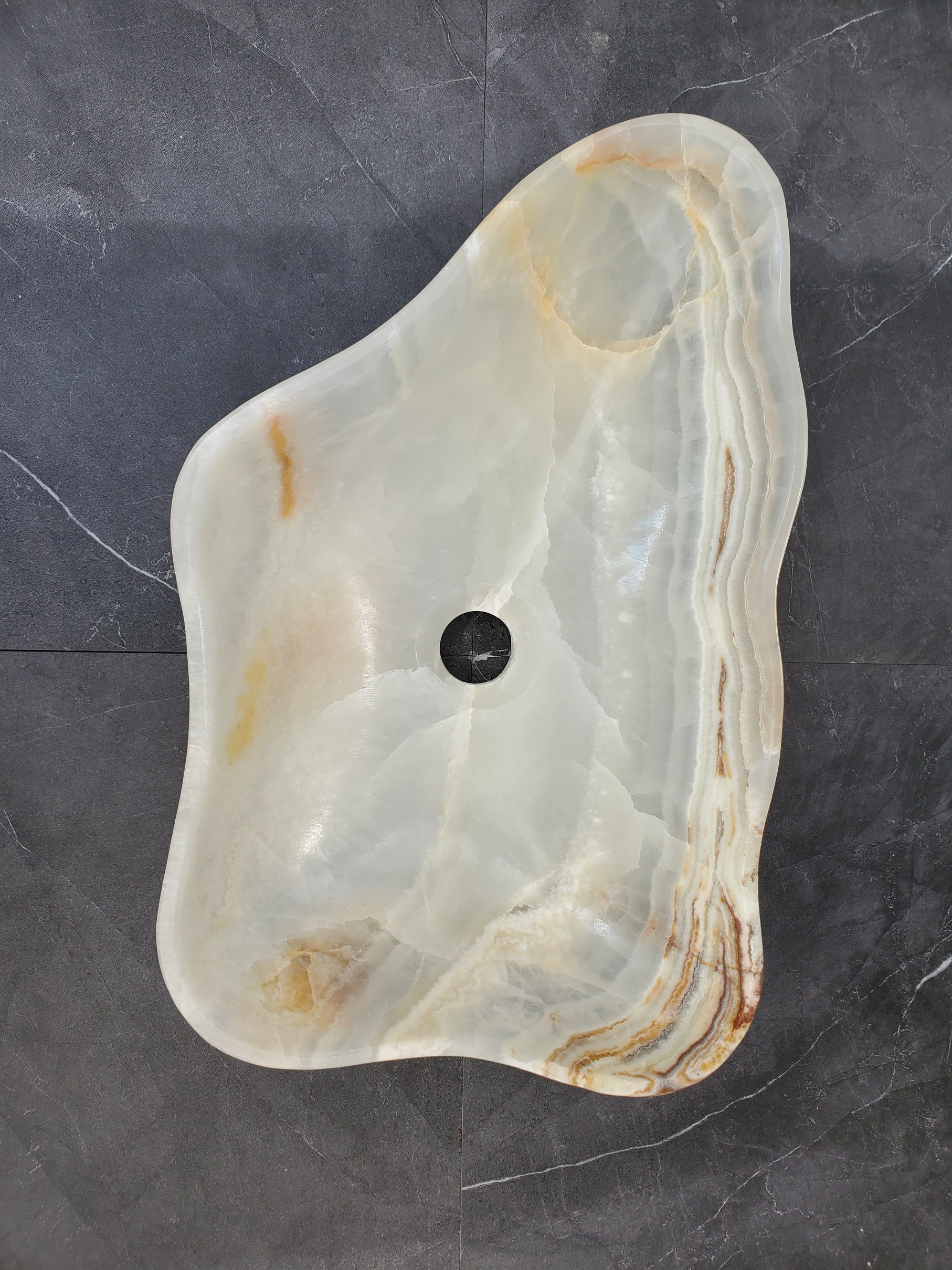 S34_25 Light Onyx Stone Vessel Sink - 19 x 12 inch