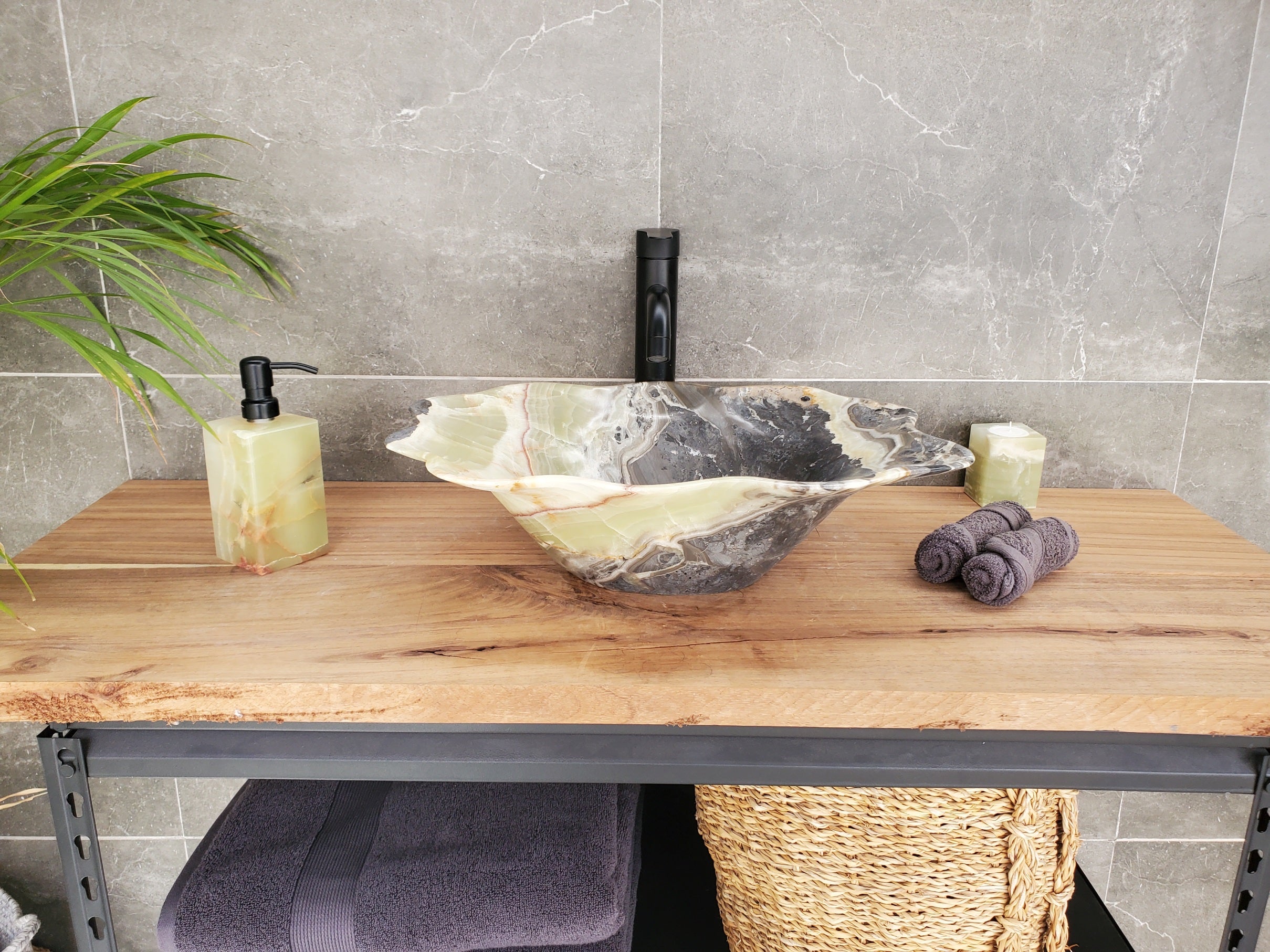 S33_55 Green Onyx Bathroom Vessel Sink