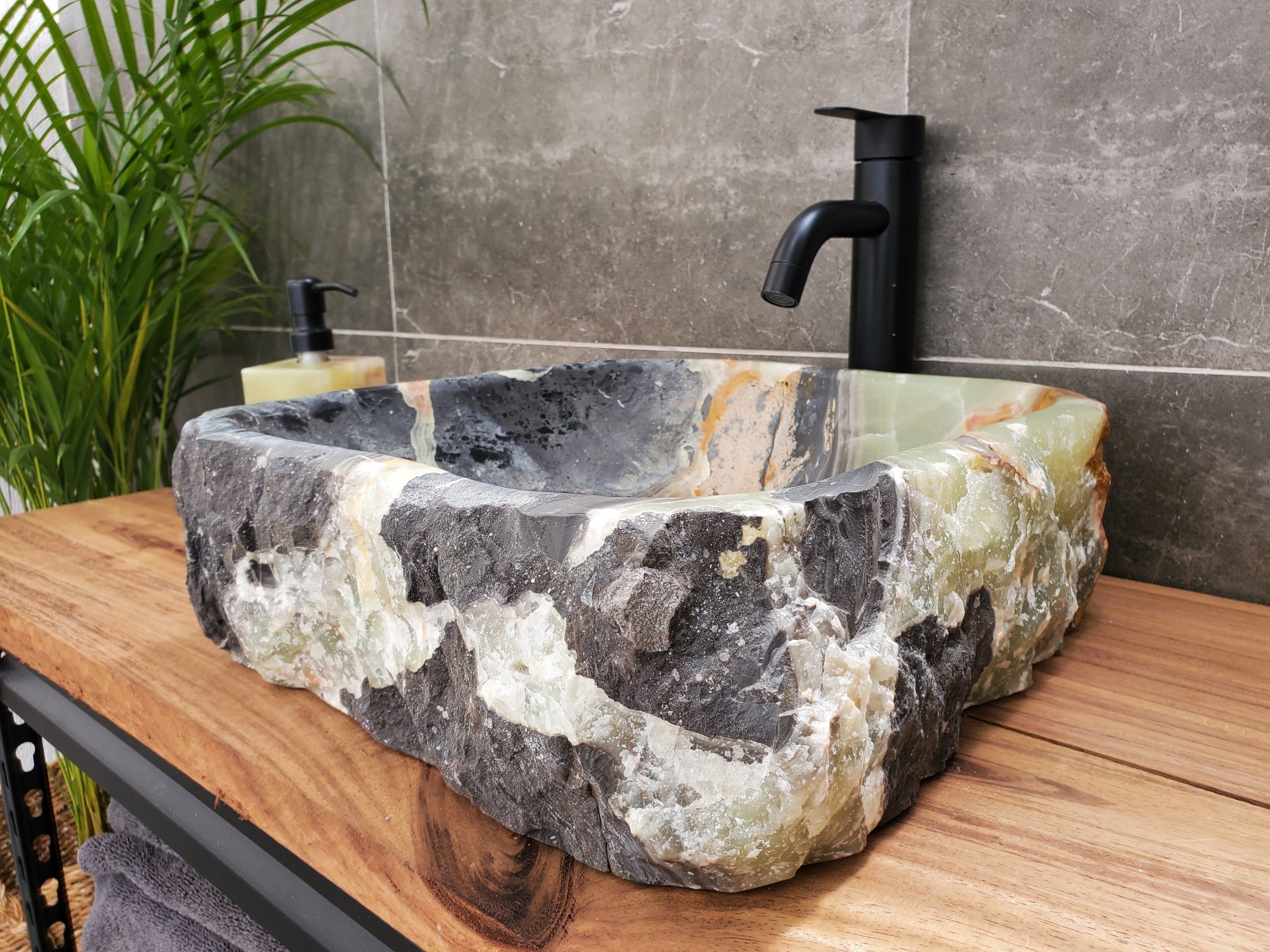S30_36 Onyx Stone Vessel Bathroom Sink