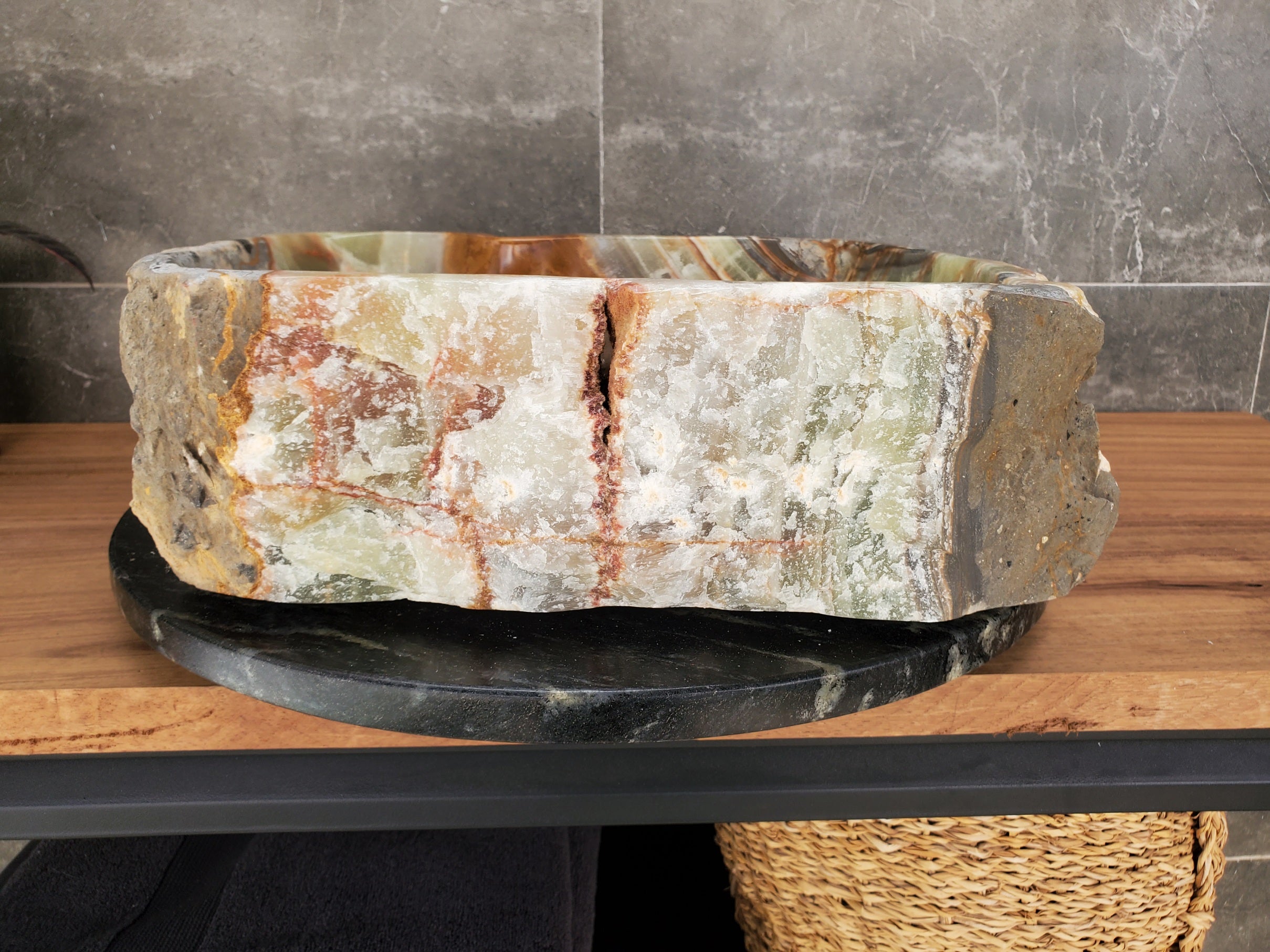 S34_01 Green Onyx Bathroom Vessel Sink