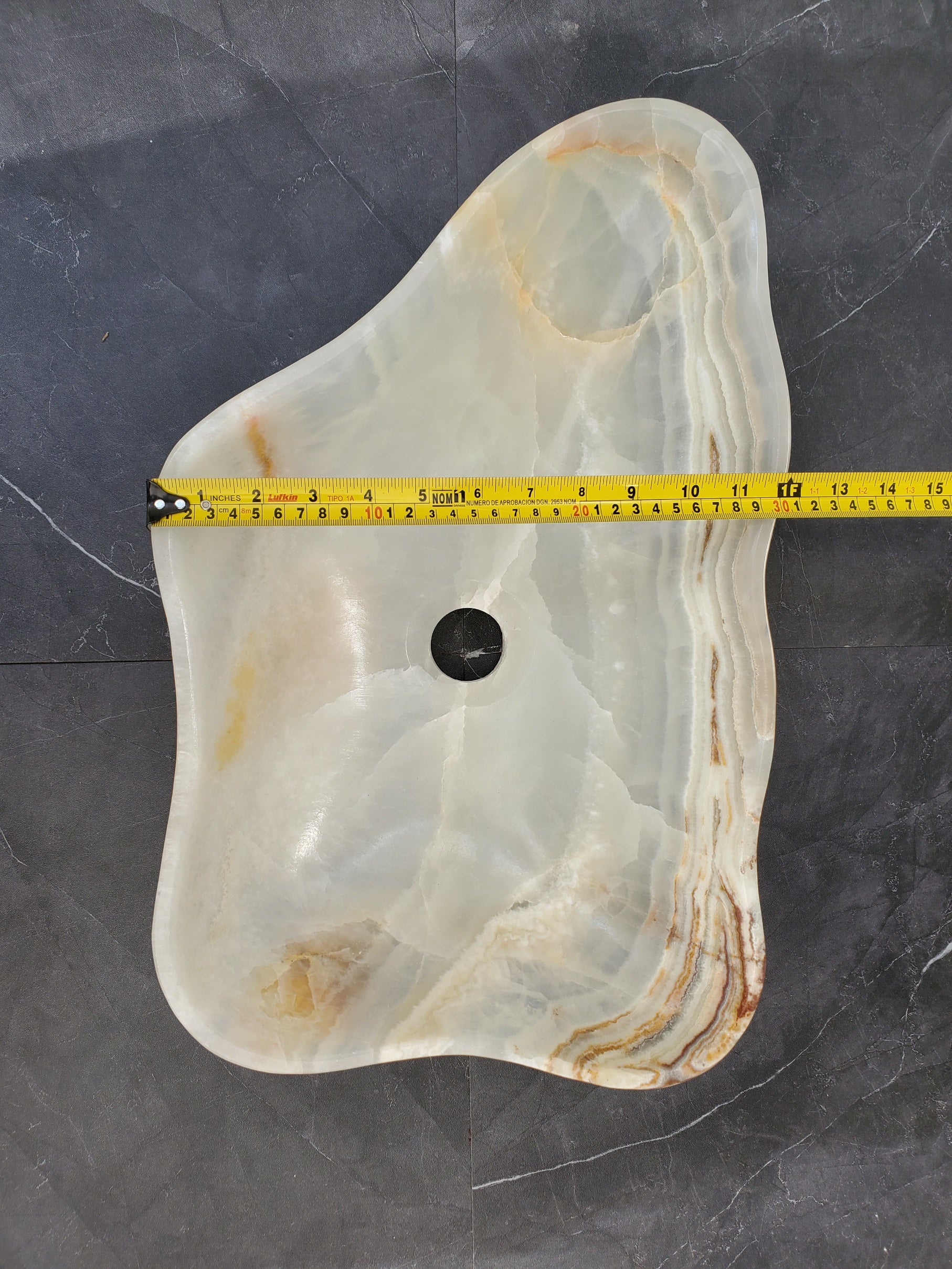 S34_25 Light Onyx Stone Vessel Sink - 19 x 12 inch