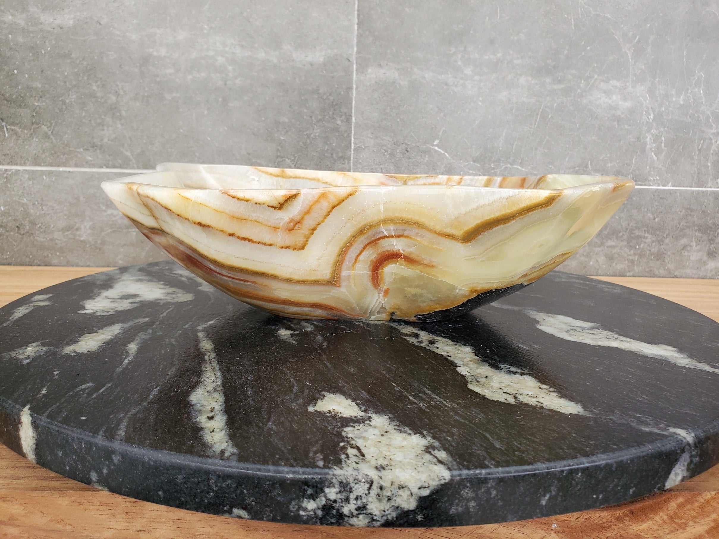 S31_29 Onyx Stone Vessel Bathroom Sink - 13 x 11.5 inch