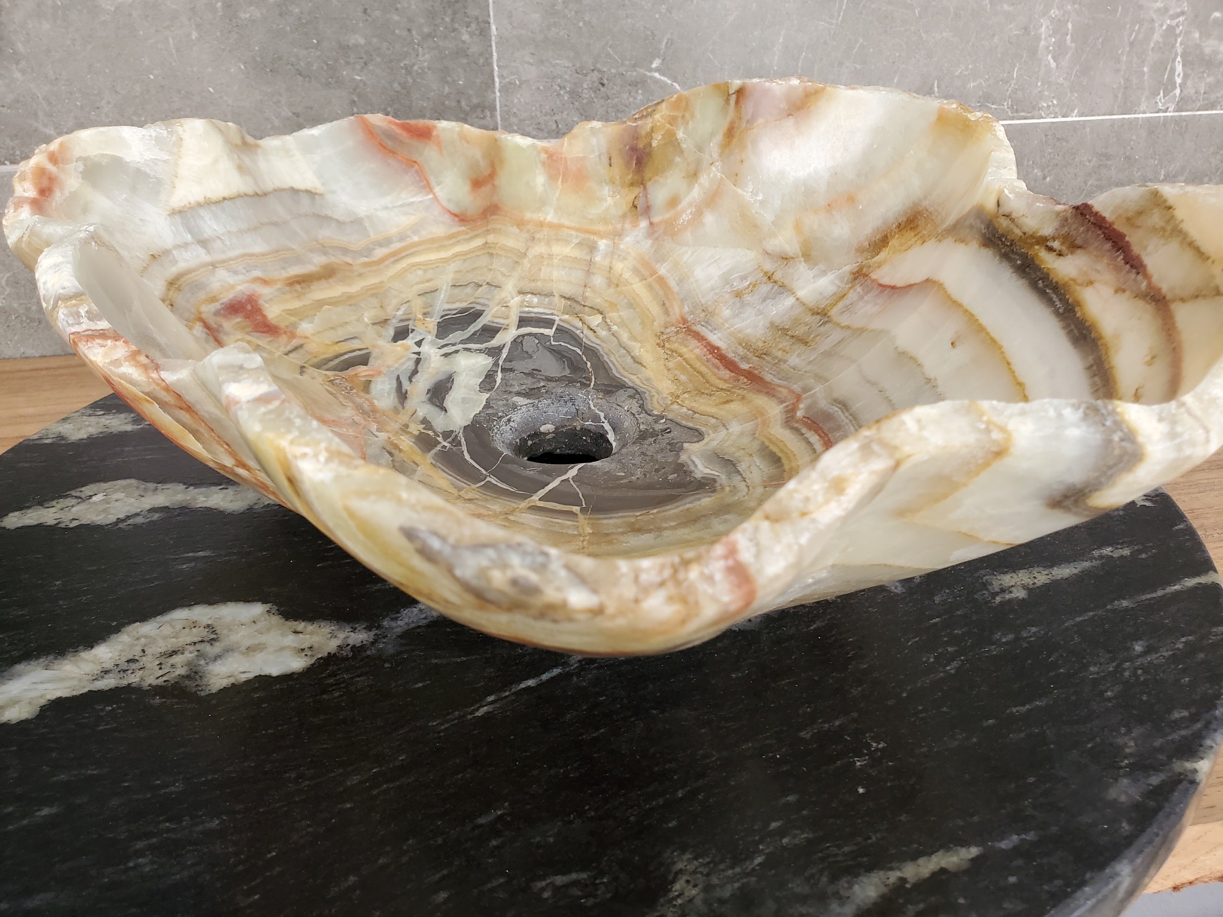 S33_36 Green Onyx Bathroom Vessel Sink - 19 x 14 inch