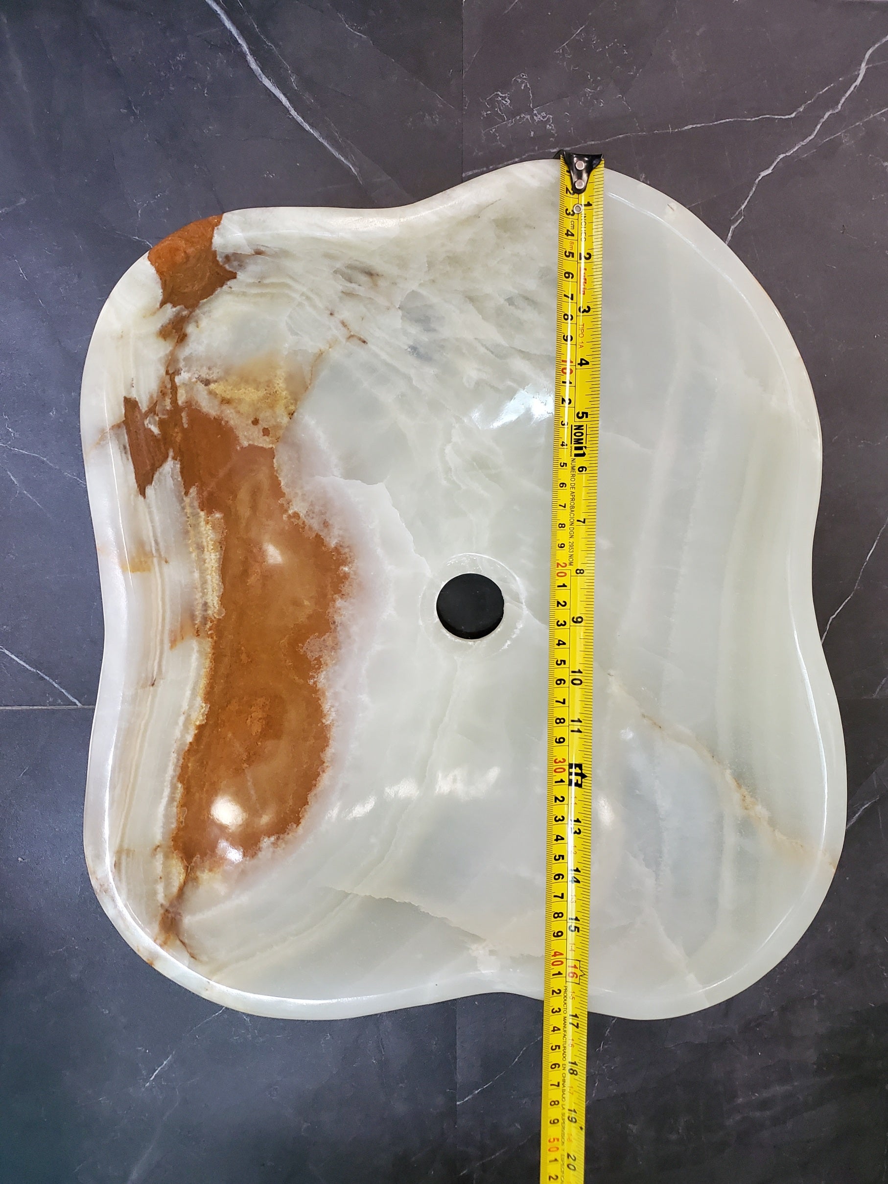 Green Onyx Marble Vessel Sink, 17x15 Inch Natural Stone Countertop Basin, Polished Luxury Vanity Sink, Spa Bathroom Decor S40_11 Bathroom Sinks Featured Onyx Sinks Sinks